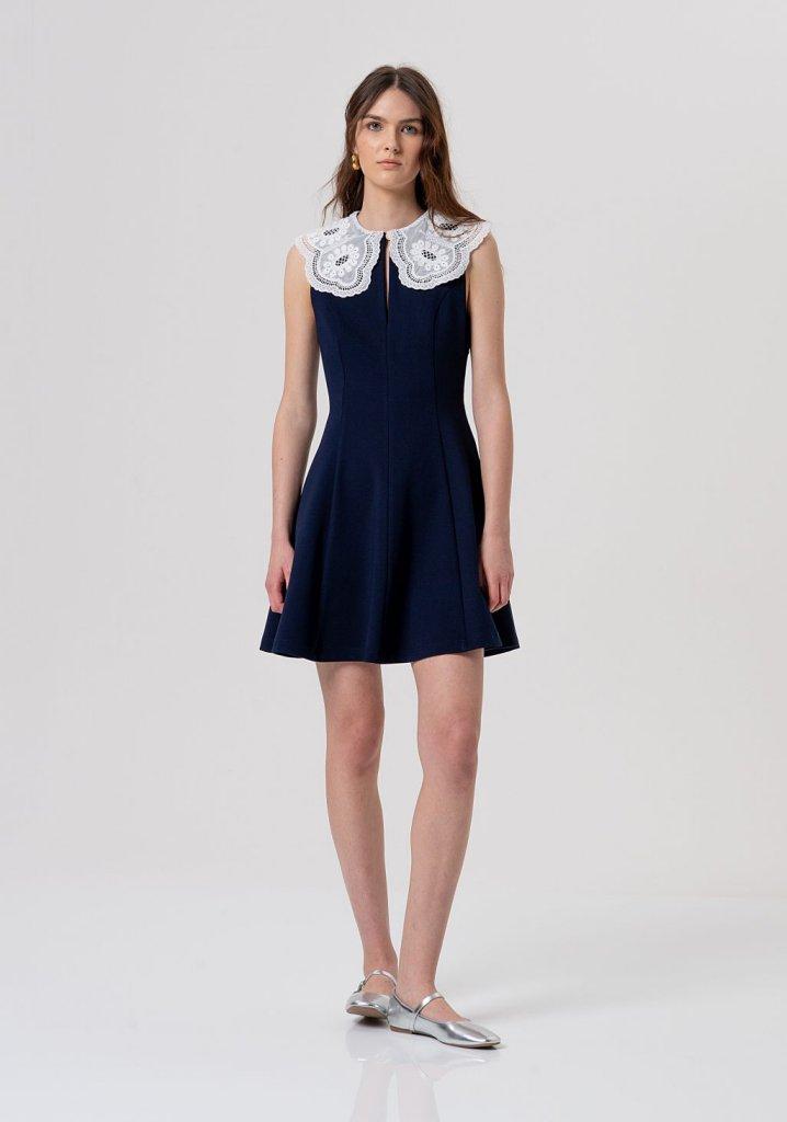abito donna a ruota con colletto IN PIZZO BLU FRACOMINA FR26SD1005W71601 DARK BLU FRACOMINA