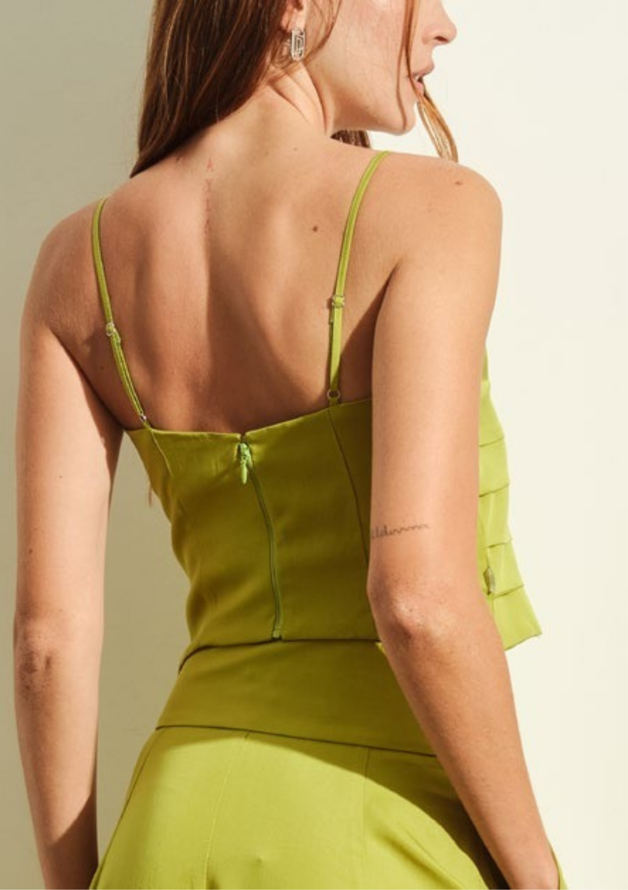 TOP DONNA CROP CON PIEGHE VERDE JIJIL TP114 VERDE JIJIL