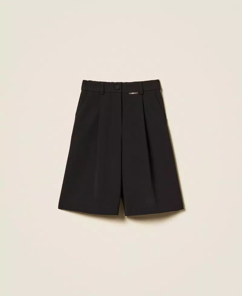 bermuda BAMBINA IN CREPE CON PIEGHE NERO TWINSET 261GJ2Q57 NERO TWINSET KIDS