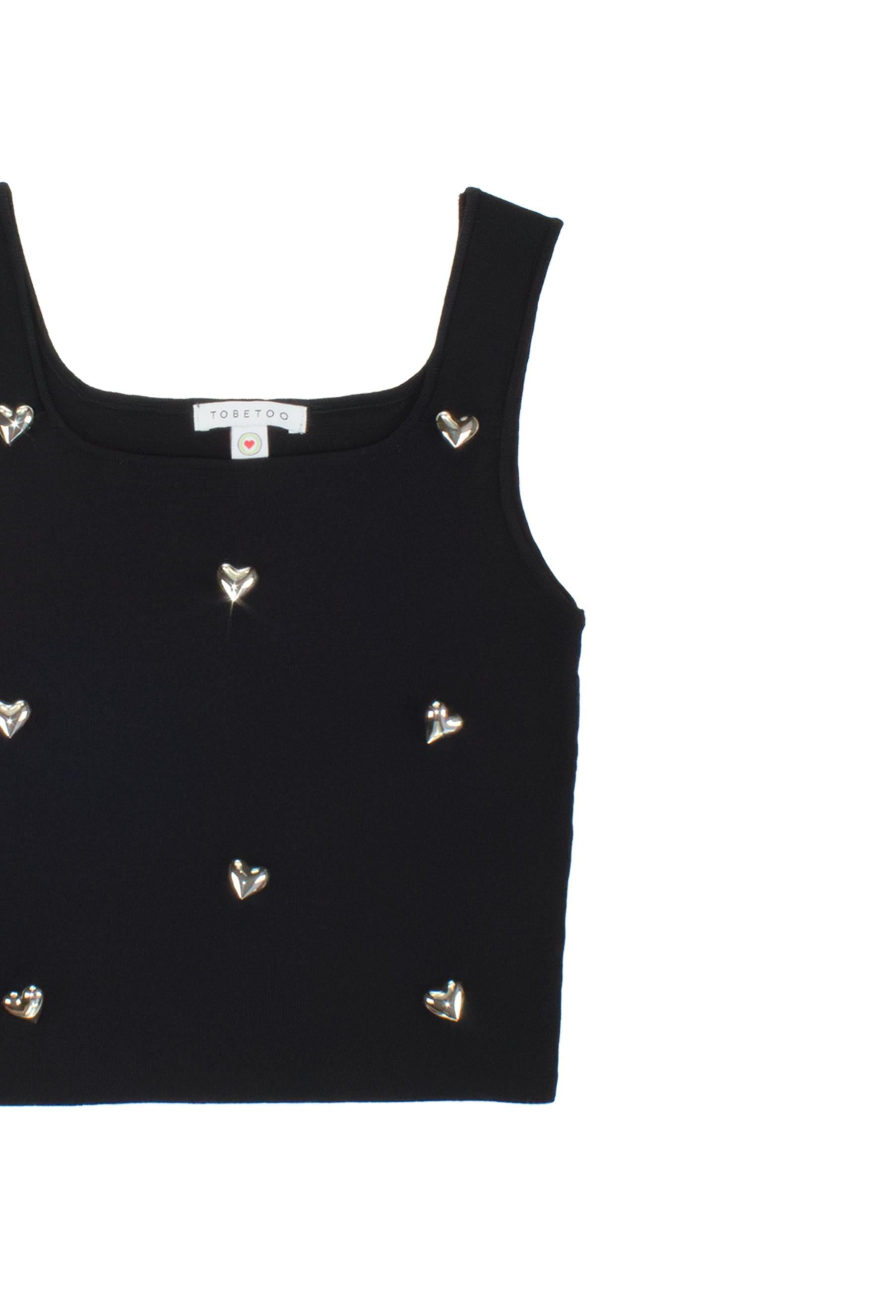 TOP BAMBINA A COSTINE CON APPLICAZIONI NERO TO BE TOO T1321Y NERO TO BE TOO