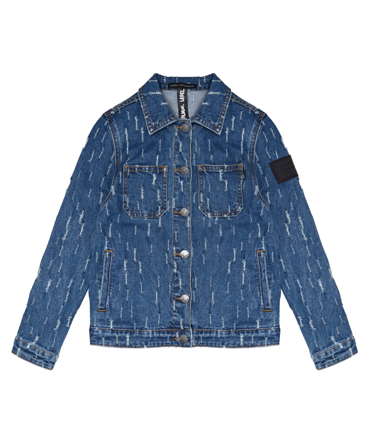 GIUBBINO IN DENIM CON ROTTURE