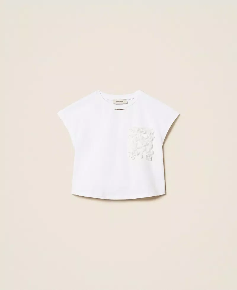 T-SHIRT BAMBINA BOXY CON ROSE BIANCO TWINSET 261GJ2Q63 BIANCO TWINSET KIDS