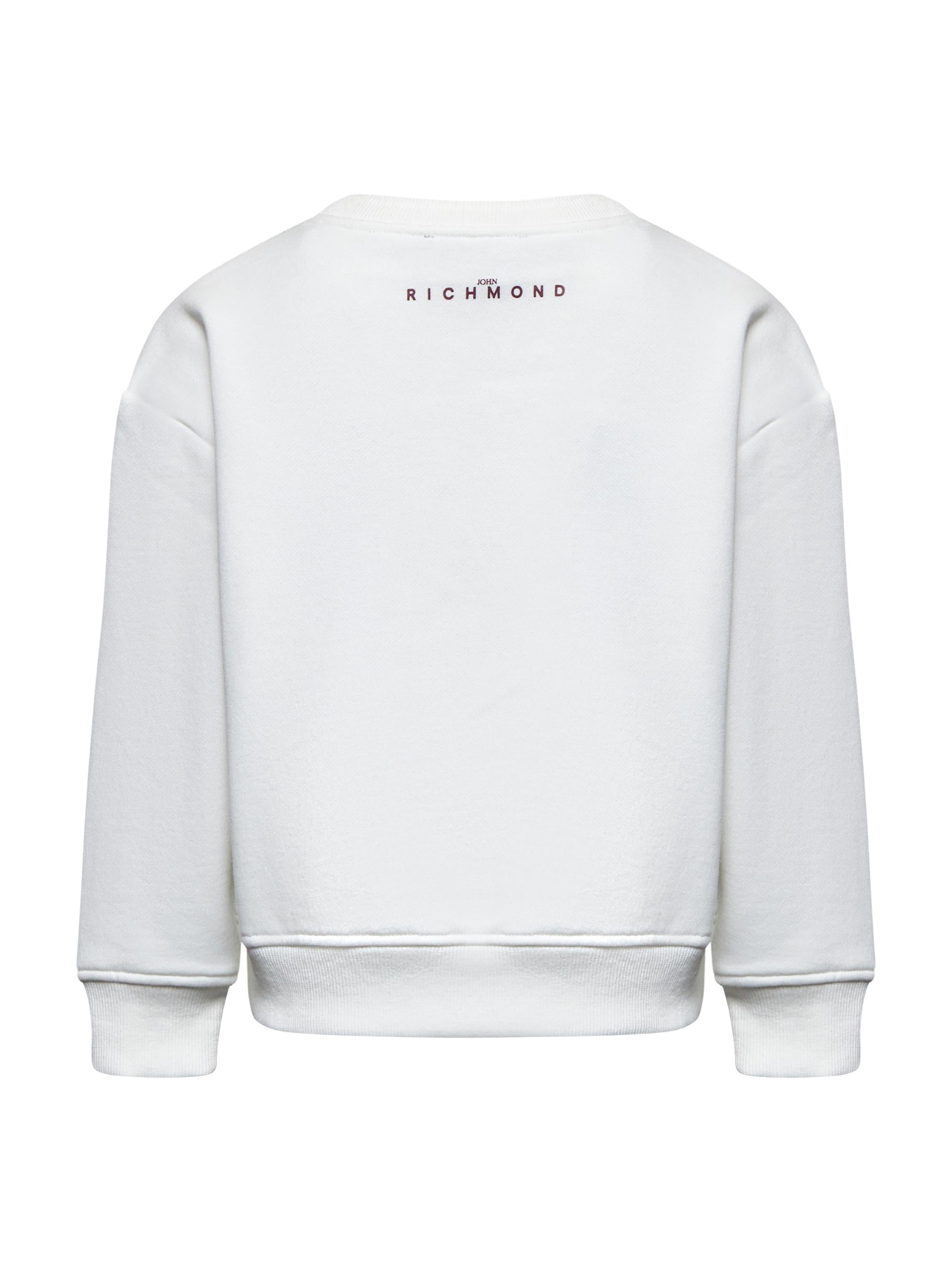FELPA BAMBINA KOOLHOF GIROCOLLO CON LOGO IN TARTANT BIANCA RICHMOND RGA25075FE WHITE JOHN RICHMOND JUNIOR