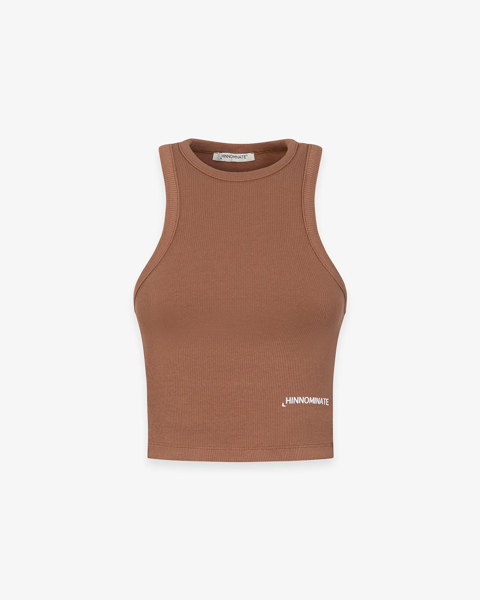 TOP DONNA CROP IN COSTINA CON SCOLLO ALL'AMERICANA MOKA HINNOMINATE HMABW02510 MOKA HINNOMINATE