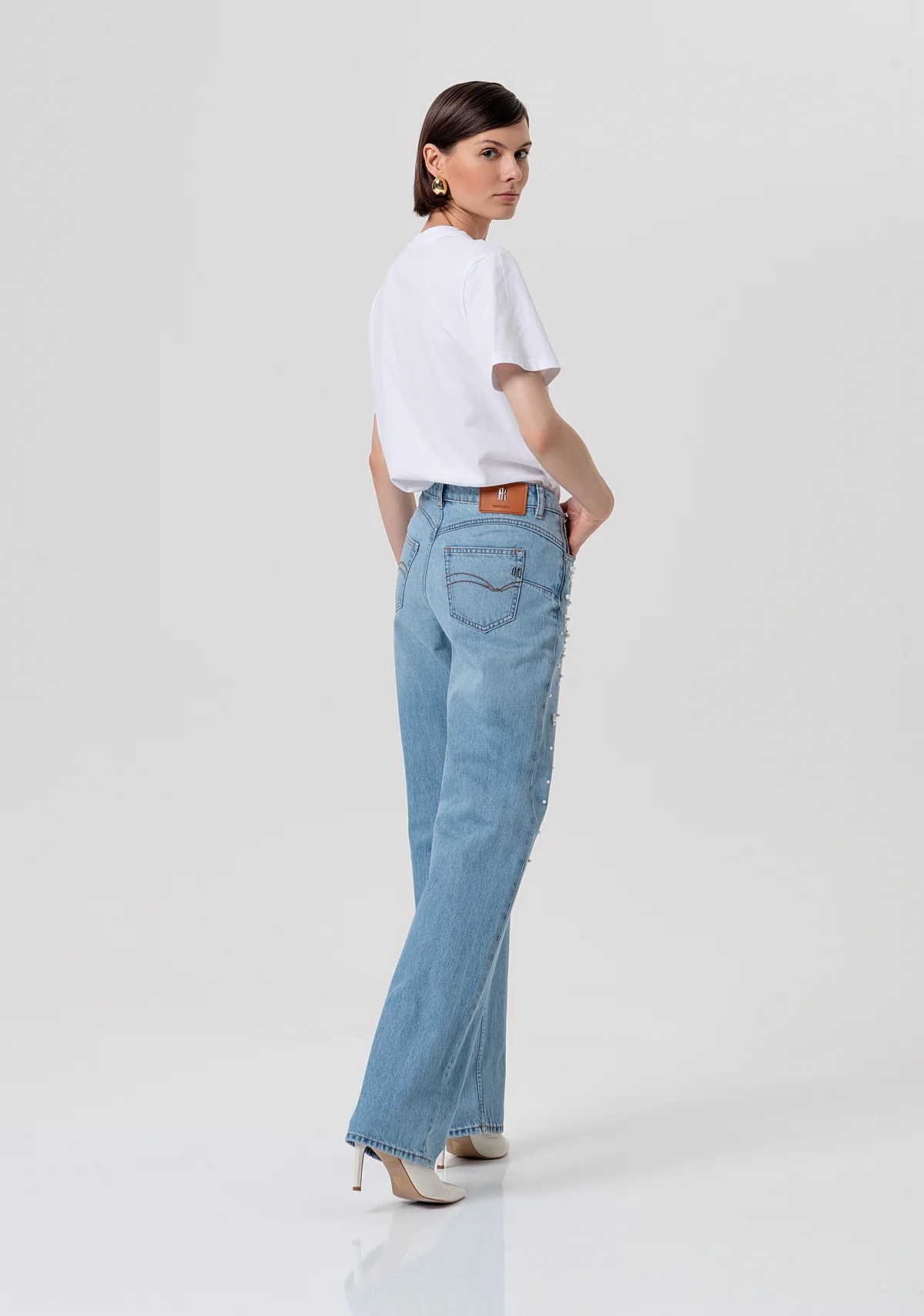 jeans donna con perle applicate denim fracomina FR26SV8050D47103 DENIM FRACOMINA
