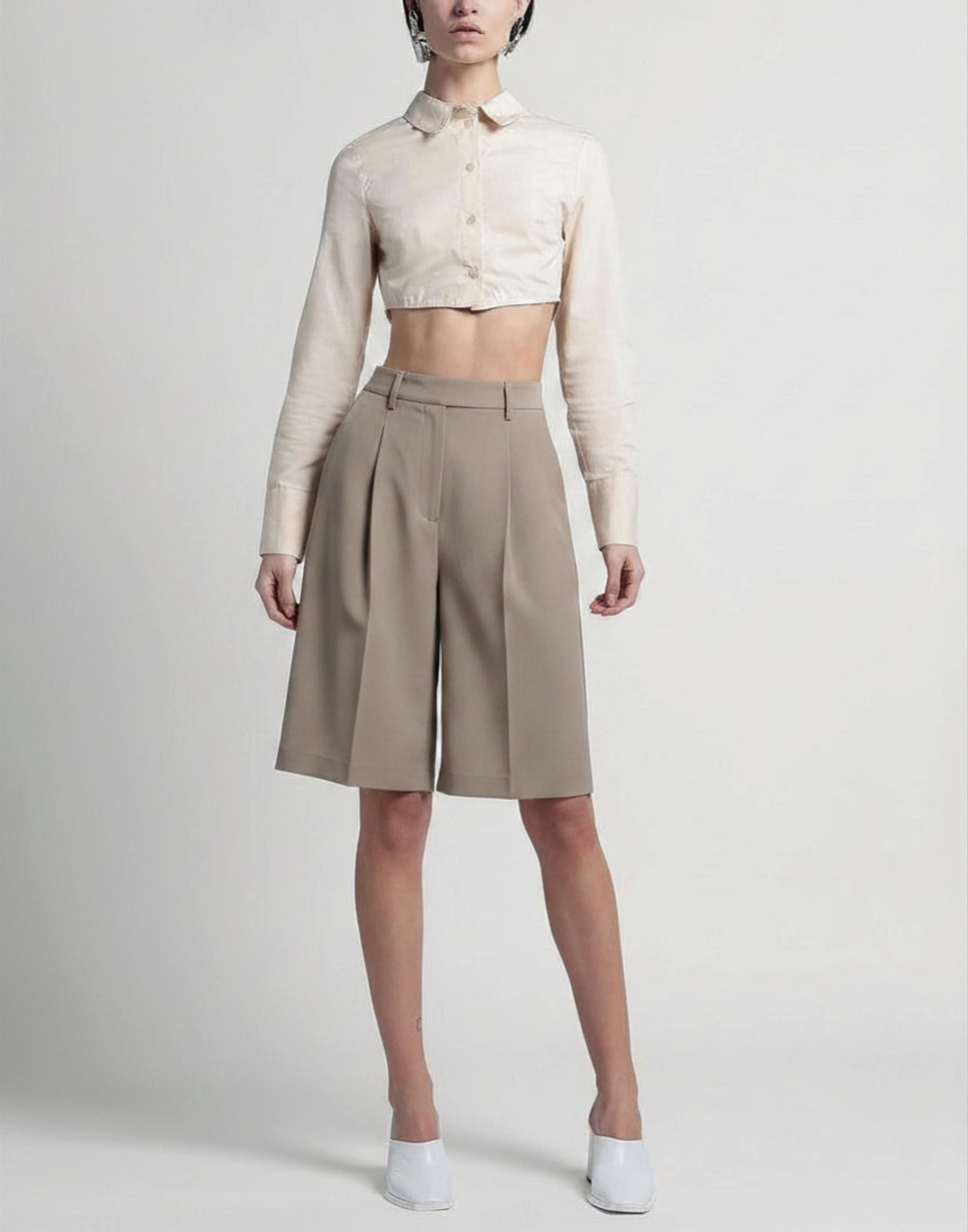 bermuda donna over al ginocchio con pence taupe marsem SD017 FANGO MARSEM