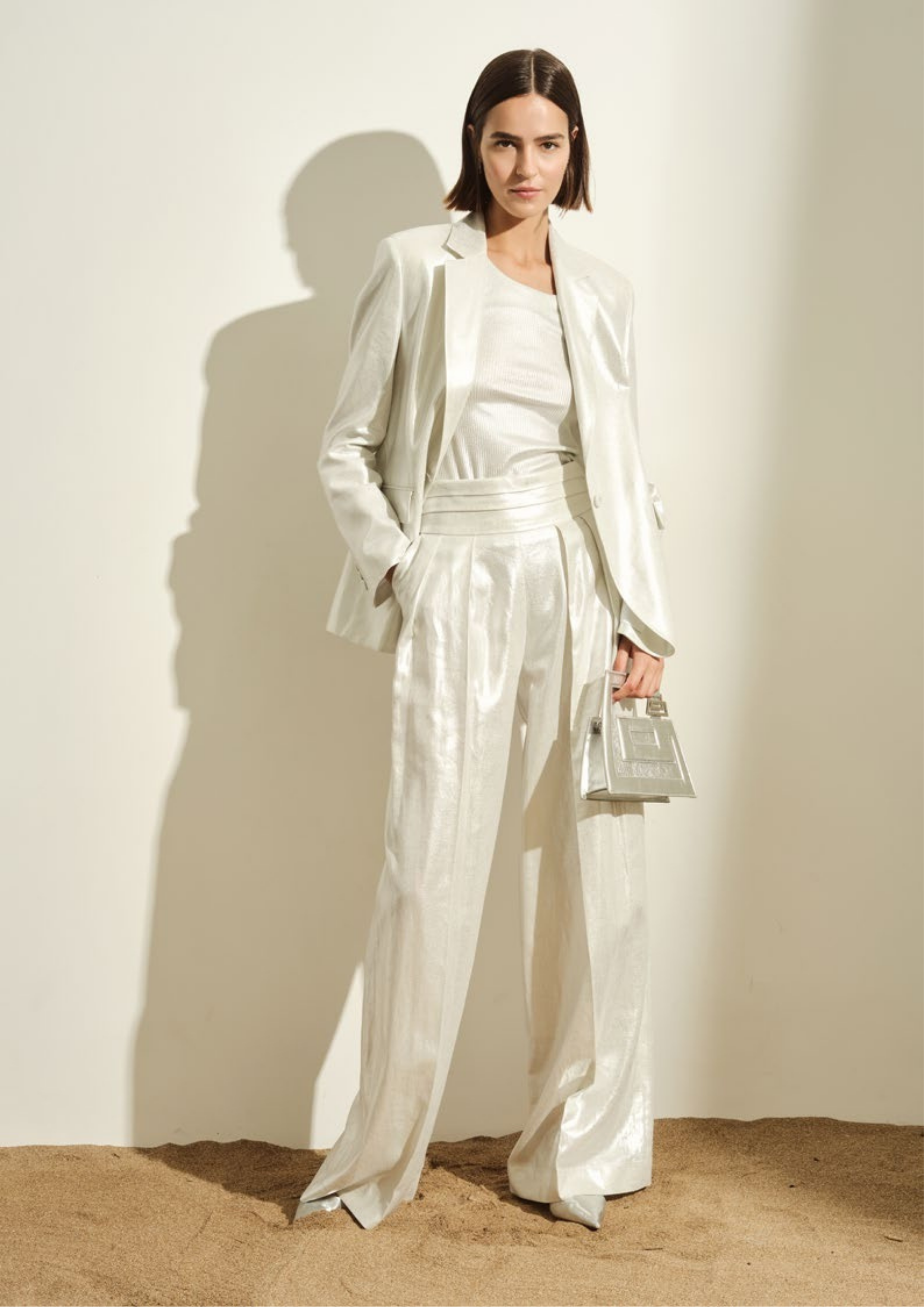 PANTALONE DONNA VITA ALTA AMPIO ARGENTO JIJIL PA127 ARGENTO JIJIL