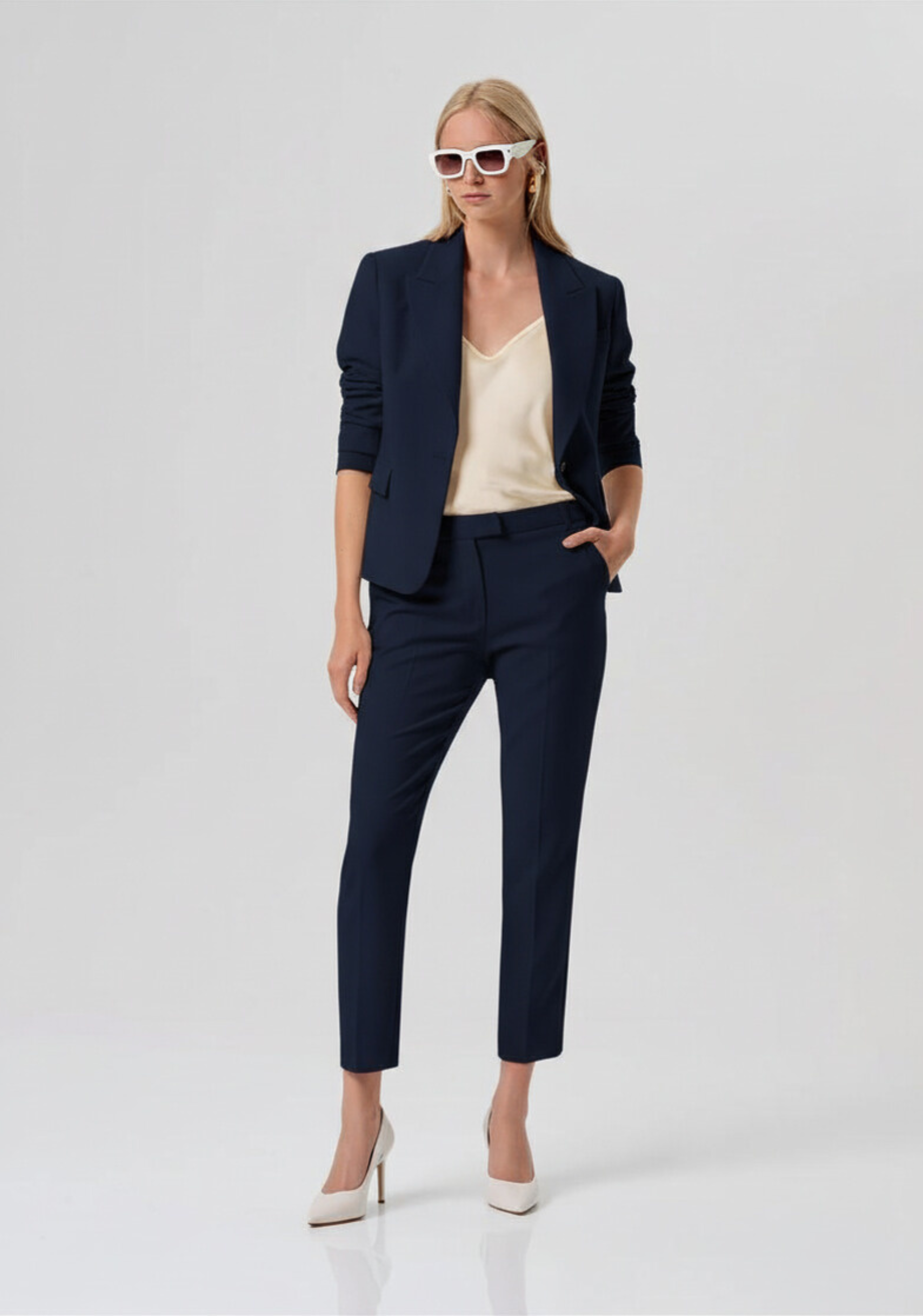 PANTALONE DONNA REGULAR MODELLO CHINO BLU FRACOMINA FR26SV4002W42901 DARK BLU FRACOMINA