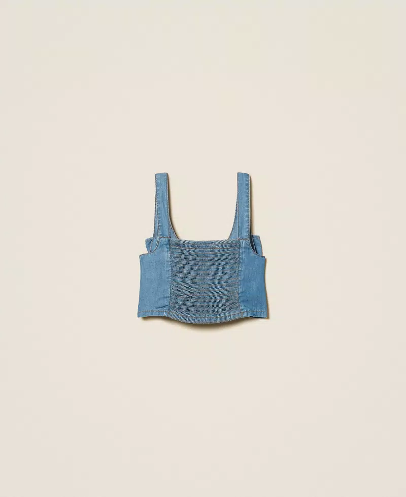 TOP BAMBINA CON FIOCCO CHAMBRAY TWINSET 261GJ2071 DENIM BLU TWINSET KIDS