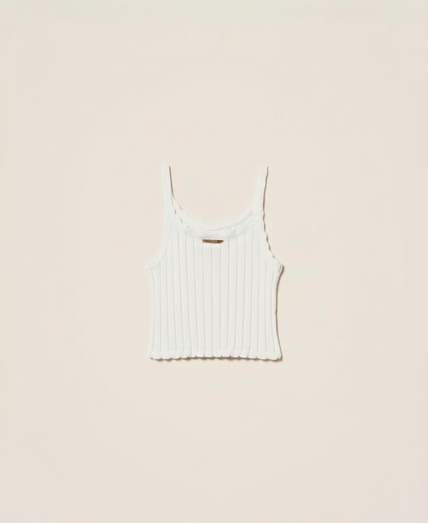TOP BAMBINA IN MAGLIA A COSTE CROPPED BIANCO TWINSET 261GJ3012 OFF-WHITE TWINSET KIDS