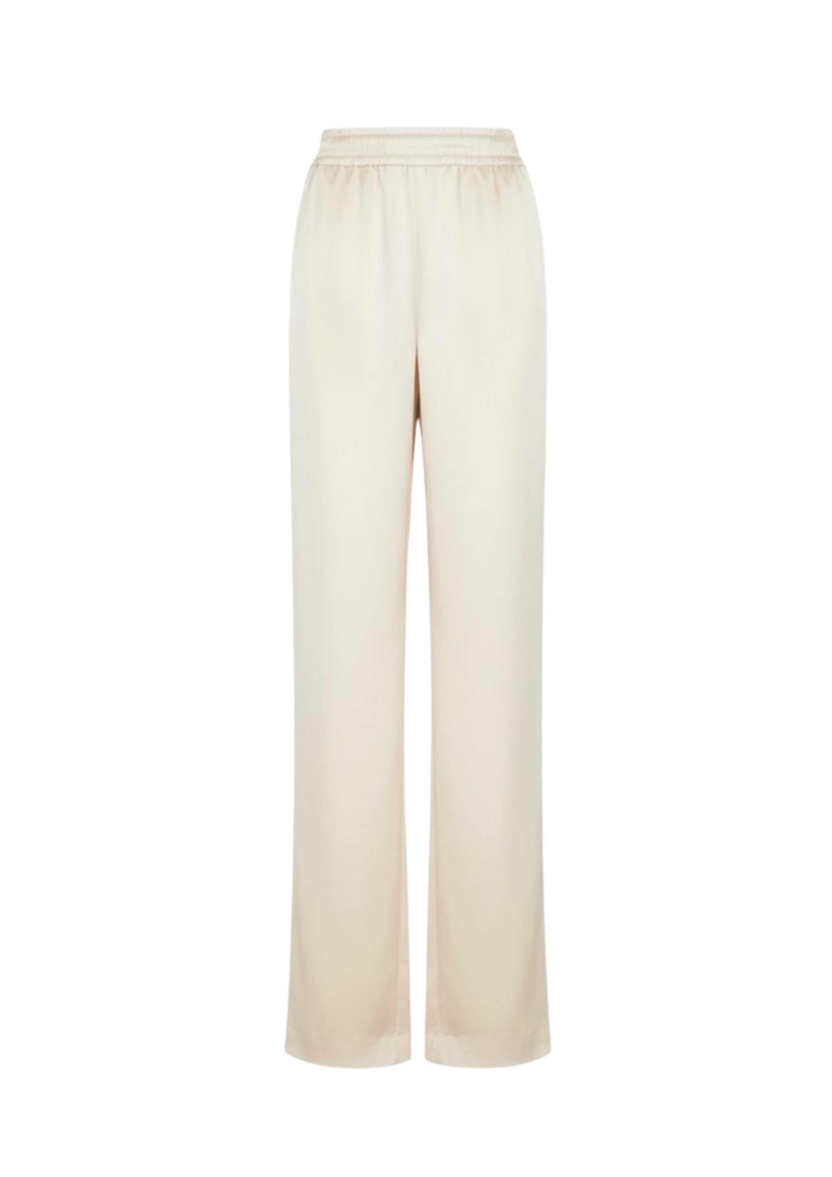 PANTALONE DONNA PALAZZO CON ELASTICO SATIN AVORIO SK26095 AVORIO SHIKI