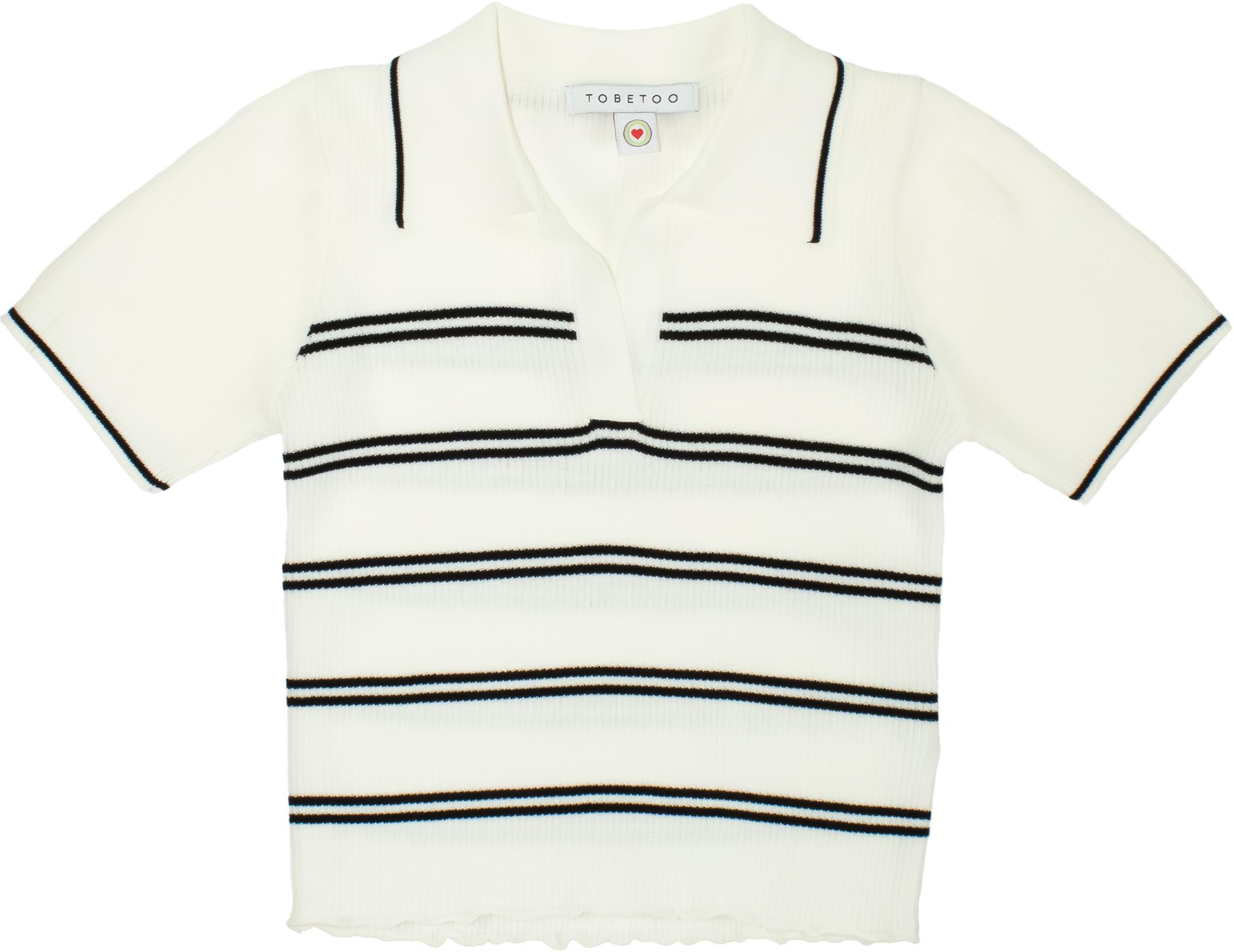 POLO BAMBINA IN MAGLIA A RIGHE ORIZZANTALI BIANCO TO BE TOO TB1534M NERO TO BE TOO