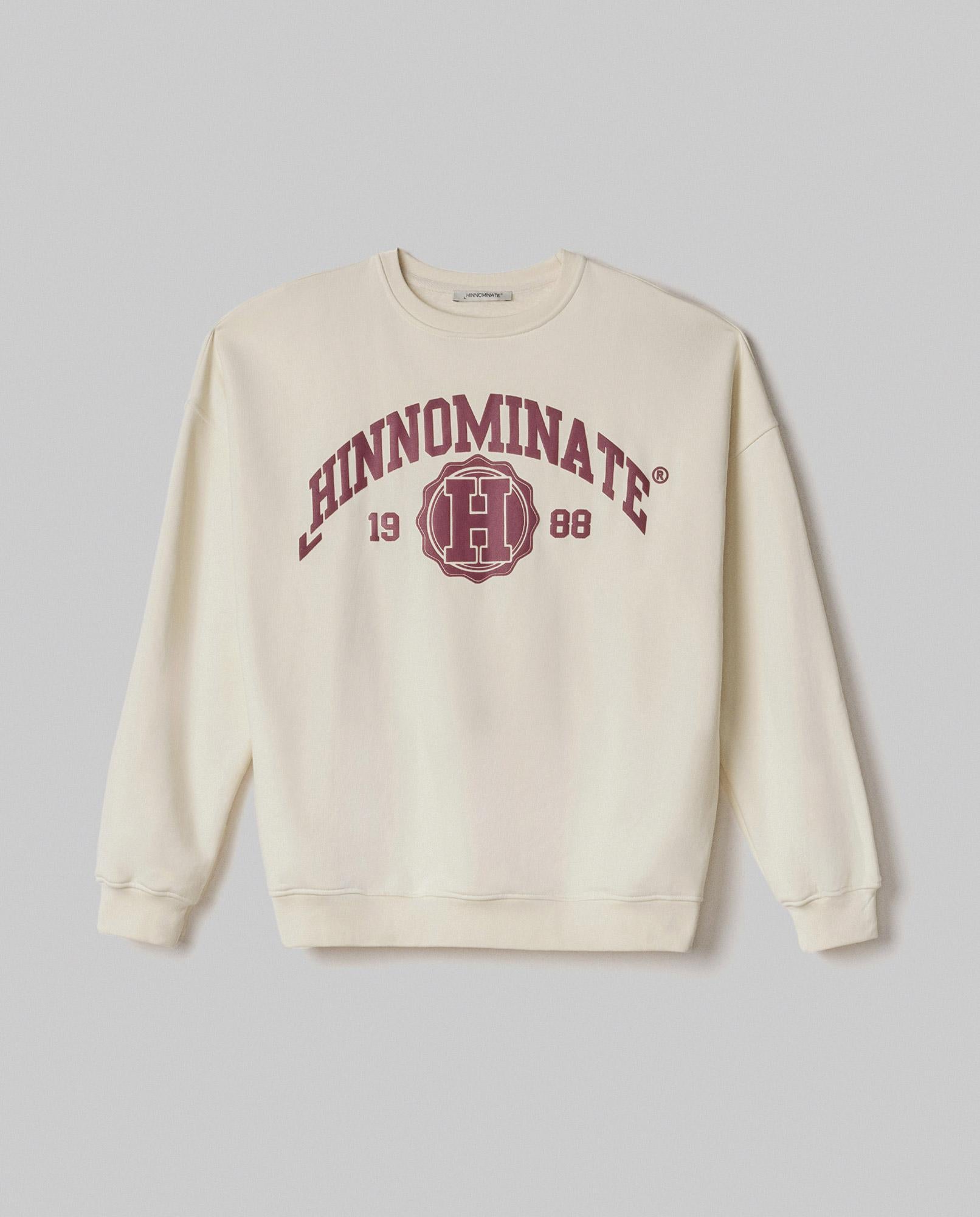 FELPA DONNA OVERSIZE CON LOGO PANNA HINNOMINATE HMABW02070 BIANCO BURRO HINNOMINATE