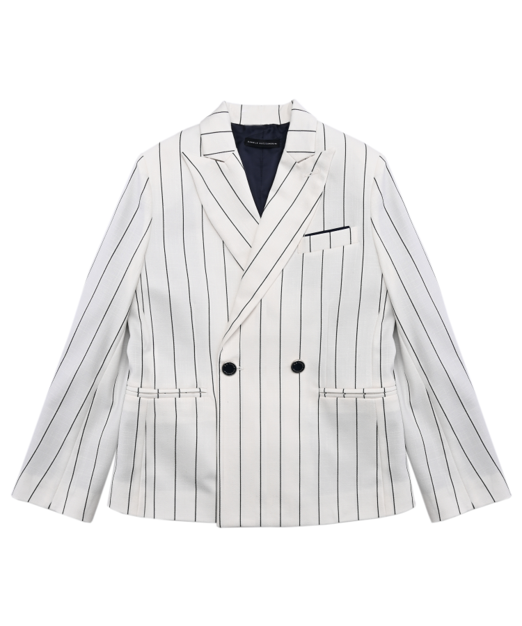 giacca BAMBINO DOPPIO PETTO A RIGHE BIANCO DANIELE ALESSANDRINI J00440 BIANCA DANIELE ALESSANDRINI