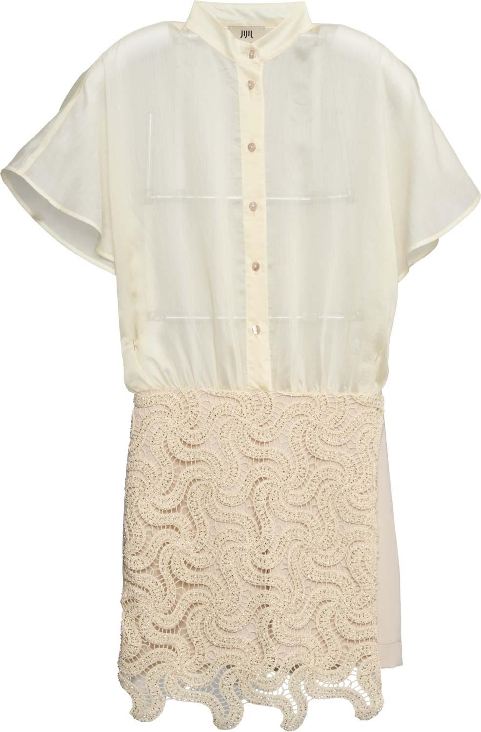 PLAYSUIT DONNA CON CAMICIA IN MUSSOLO E DETTAGLIO IN MACRAMè AVORIO JIJIL TU171 AVORIO JIJIL