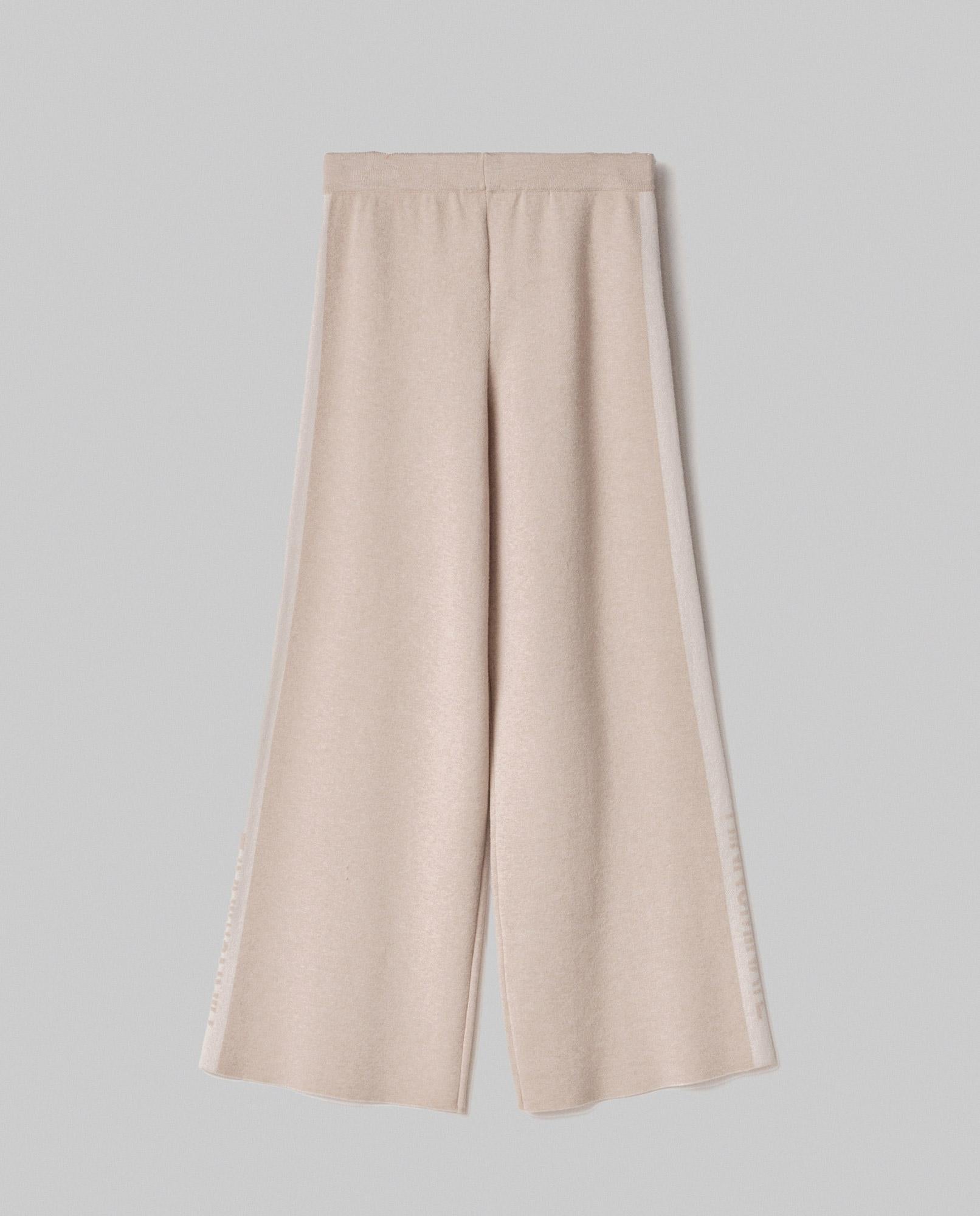 PANTALONE DONNA IN MAGLIA PALAZZO BICOLORE BEGE SAND HINNOMINATE HMABW02131 BEIGE SAND HINNOMINATE