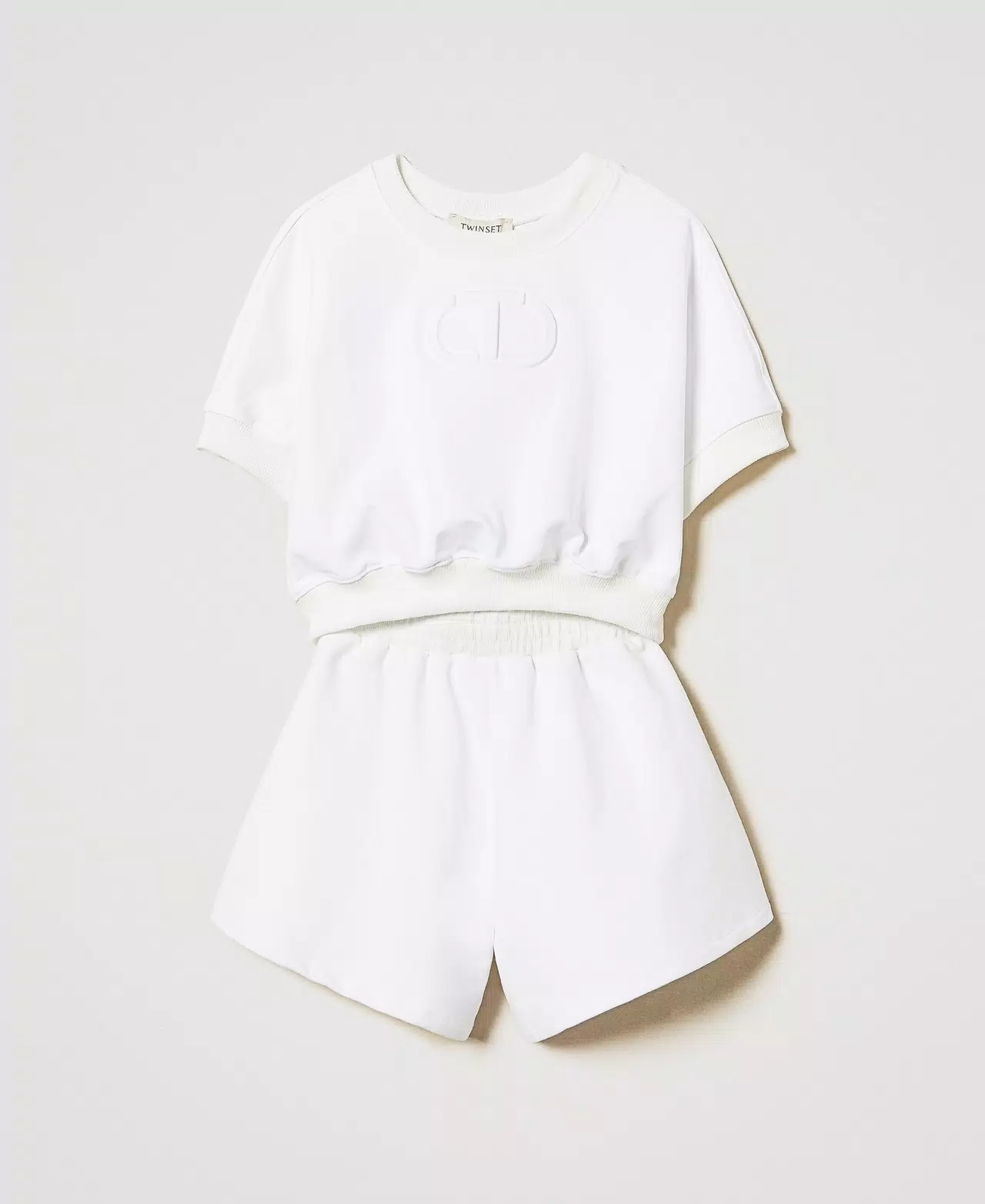 Felpa con Oval T e shorts 251GJ2580 BIANCO TWINSET KIDS