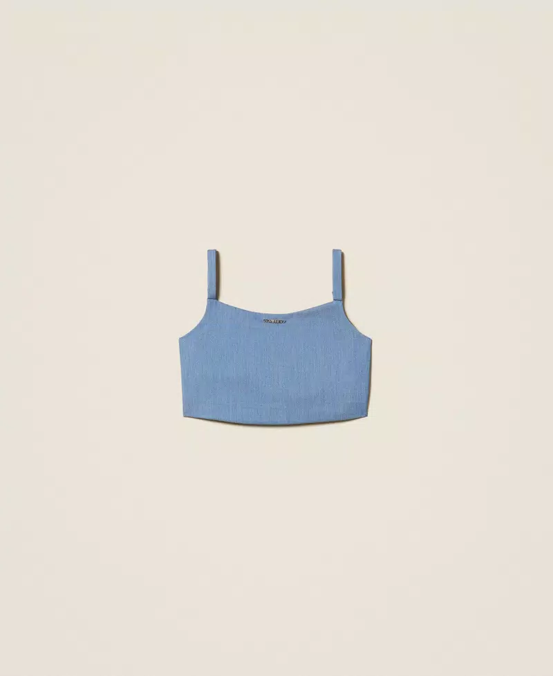 TOP BAMBINA CROPPED DENIM TWINSET 261GJ2Q11 SKYLINE TWINSET KIDS
