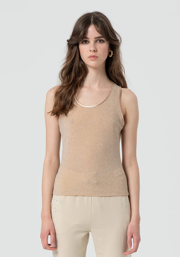 Canotta aderente con lurex<BR/> FR25ST2025J445Q7 GOLD FRACOMINA
