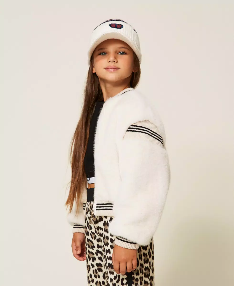 BOMBER BAMBINA IN PELLICCIA CON INSERTI IN MAGLIA MILK TWINSET 252GJ2170 MILK TWINSET KIDS