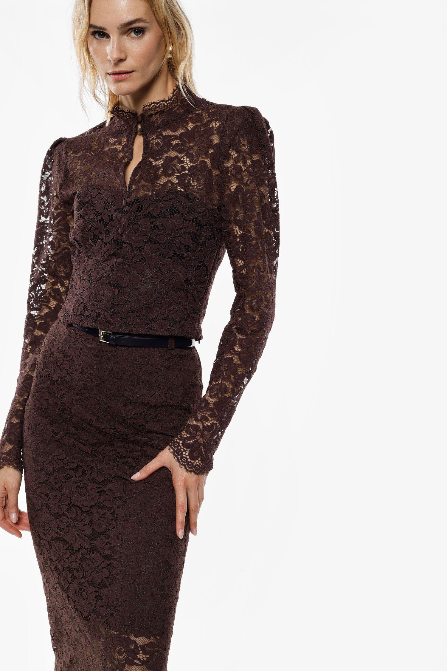 camicia donna crop in pizzo moro imperial CNG2KMA MORO IMPERIAL