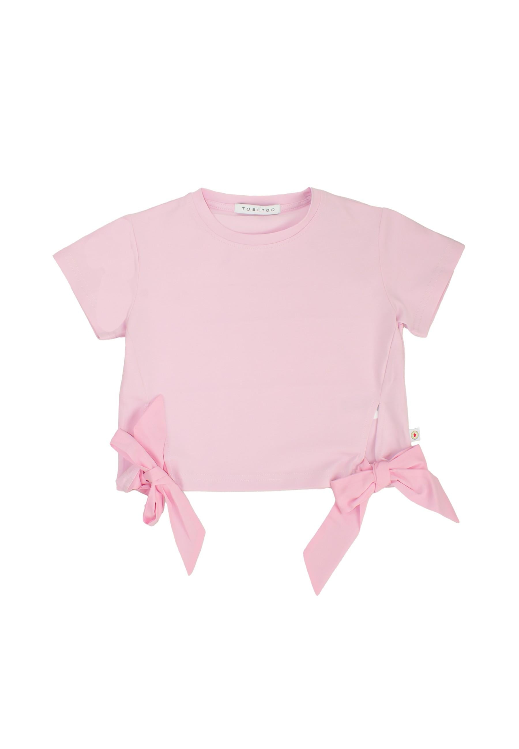 t-shirt BAMBINA CON FIOCCHI ROSA TO BE TOO TB1595T ROSA TO BE TOO