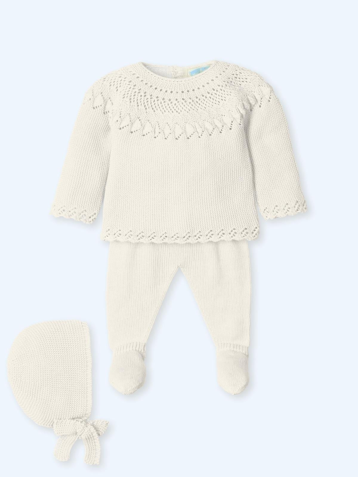 COORDINATO NEONATO IN MAGLIA 3 PEZZI CRUDO MAC ILUSION 0003G CRUDO MAC ILUSION KIDS