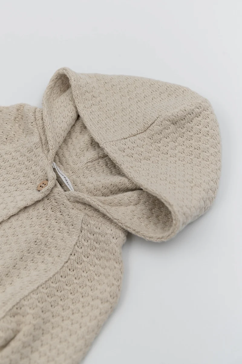 cardigan a maglia con cappuccio 856 SAND BAMBOOM