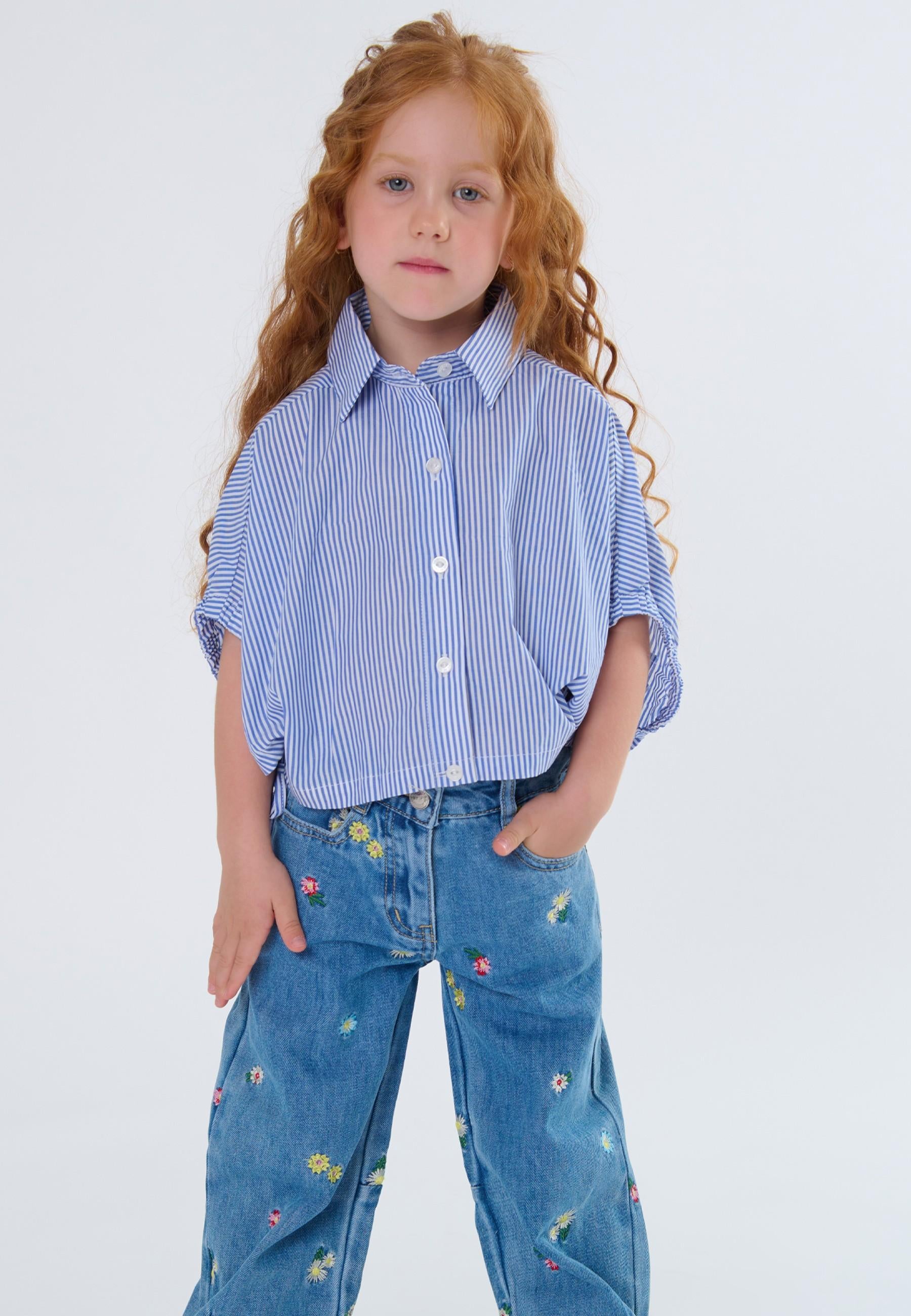 camicia BAMBINA a righe CON LACCETTI LATERALI AZZURRO TO BE TOO TB1578S UNICO TO BE TOO