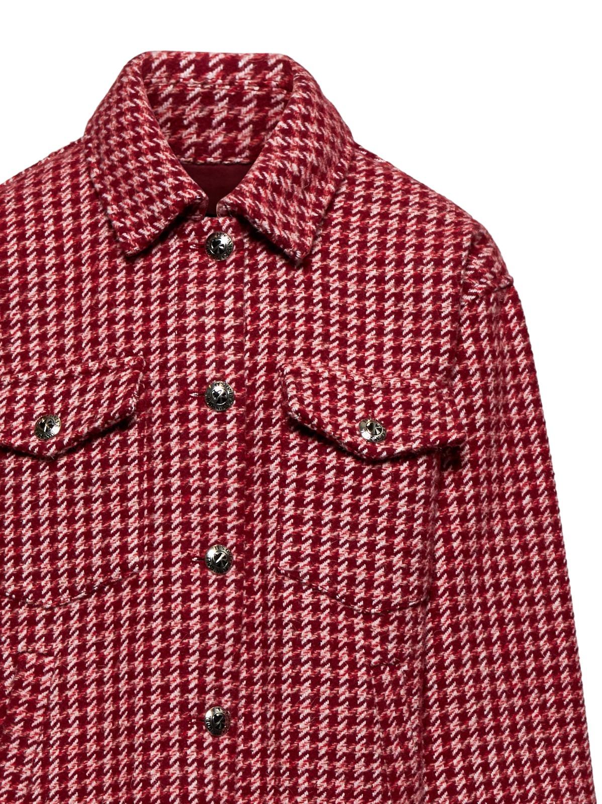 CAMICIONE BAMBINA TEDEN OVER IN LANA CON TASCONI RED PLUM RICHMOND RGA25091CA P.D POULE RED PLUM JOHN RICHMOND JUNIOR