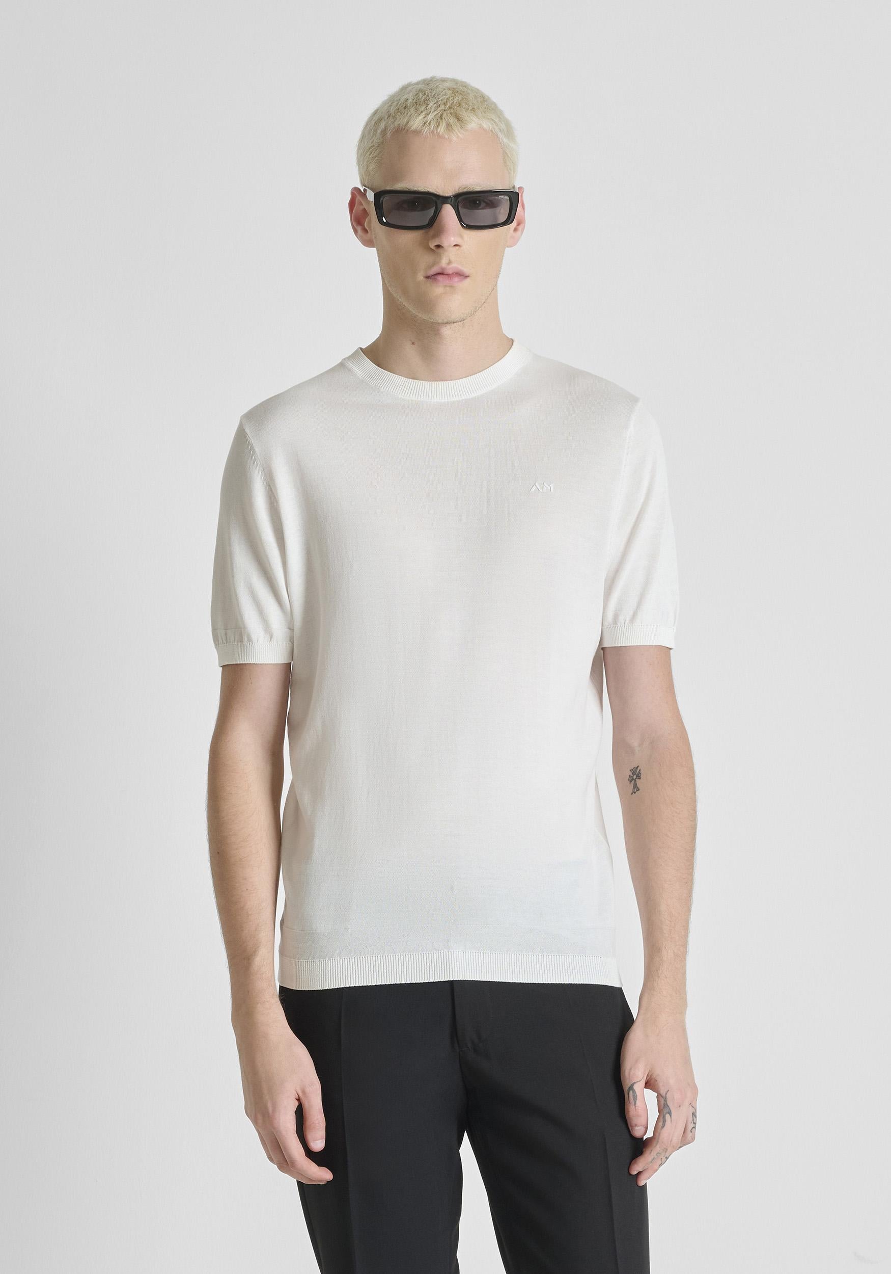 T-SHIRT UOMO IN MAGLIA GIROCOLLO CREMA ANTONY MORATO MMSW01597 YA200076 CREMA ANTONY MORATO