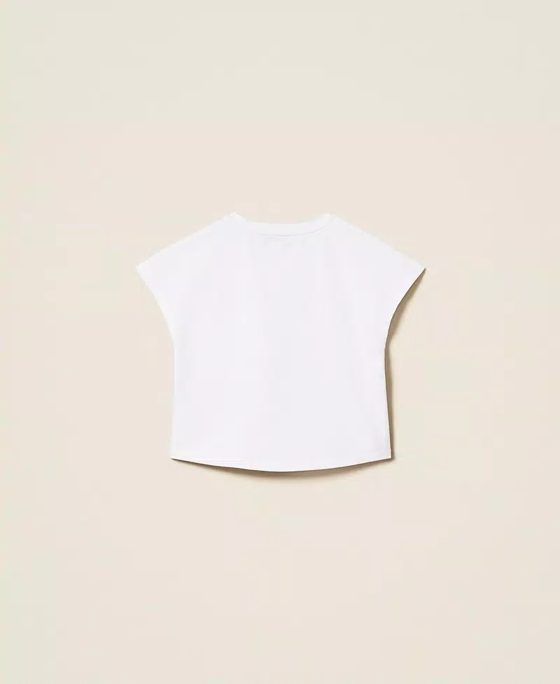 T-SHIRT BAMBINA BOXY CON ROSE BIANCO TWINSET 261GJ2Q63 BIANCO TWINSET KIDS