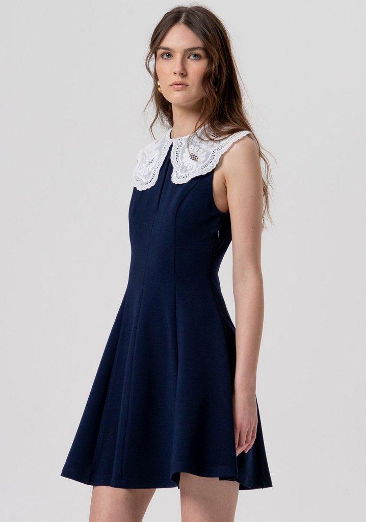 abito donna a ruota con colletto IN PIZZO BLU FRACOMINA FR26SD1005W71601 DARK BLU FRACOMINA