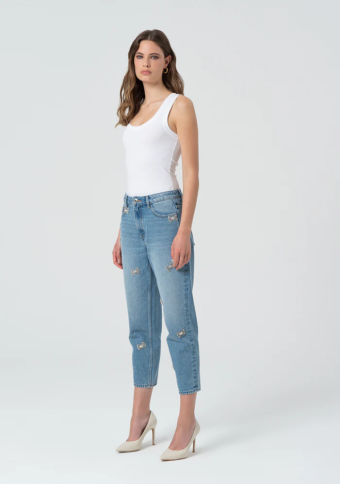 Jeans carrot mom fit in denim con lavaggio medio FR25SVD005D41903 DENIM FRACOMINA