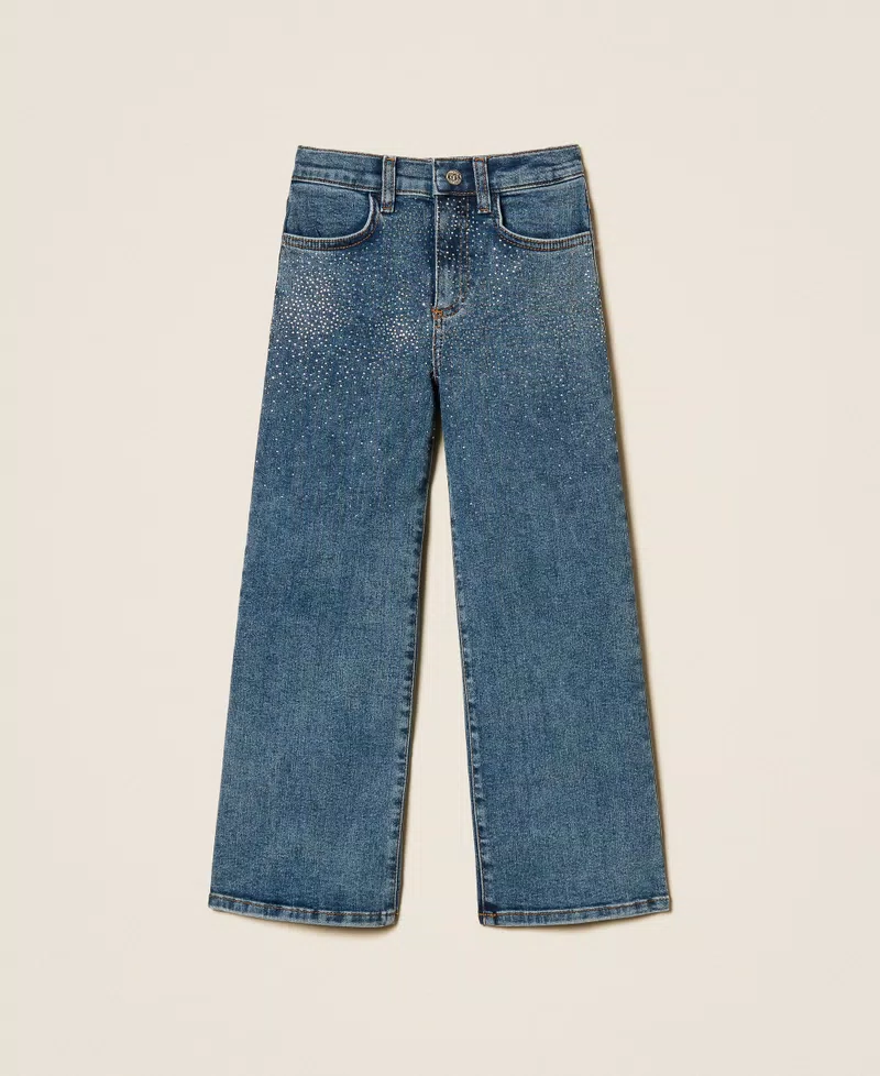 JEANS BAMBINA CON STRASS ALL OVER DENIM TWINSET 261GJ2122 DENIM BLU TWINSET KIDS