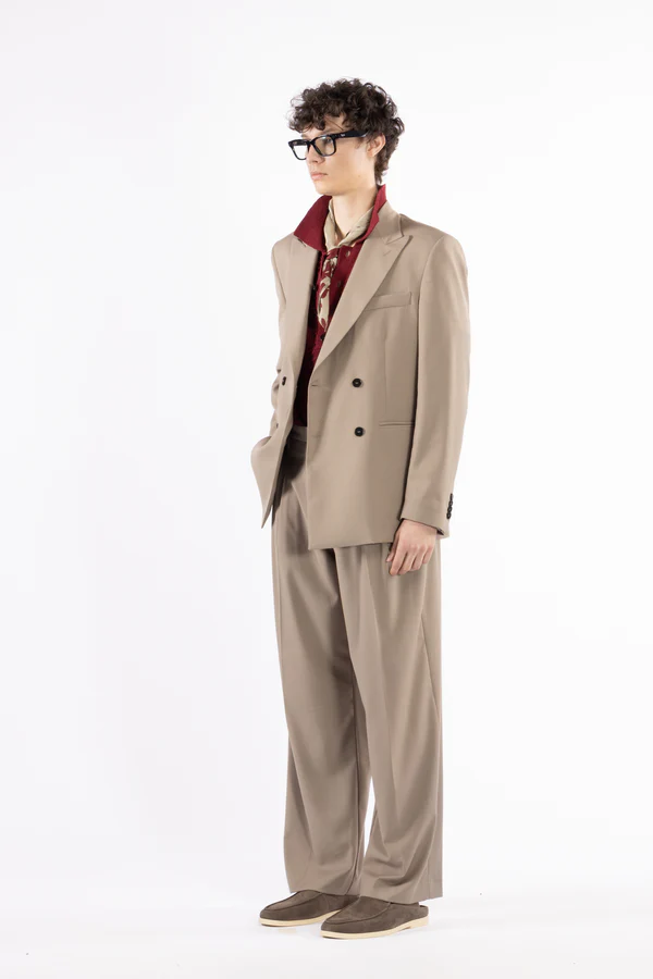 pantalone uomo fondo ampio doppia pence taupe i'm brian PA3680 TAUPE I'M BRIAN