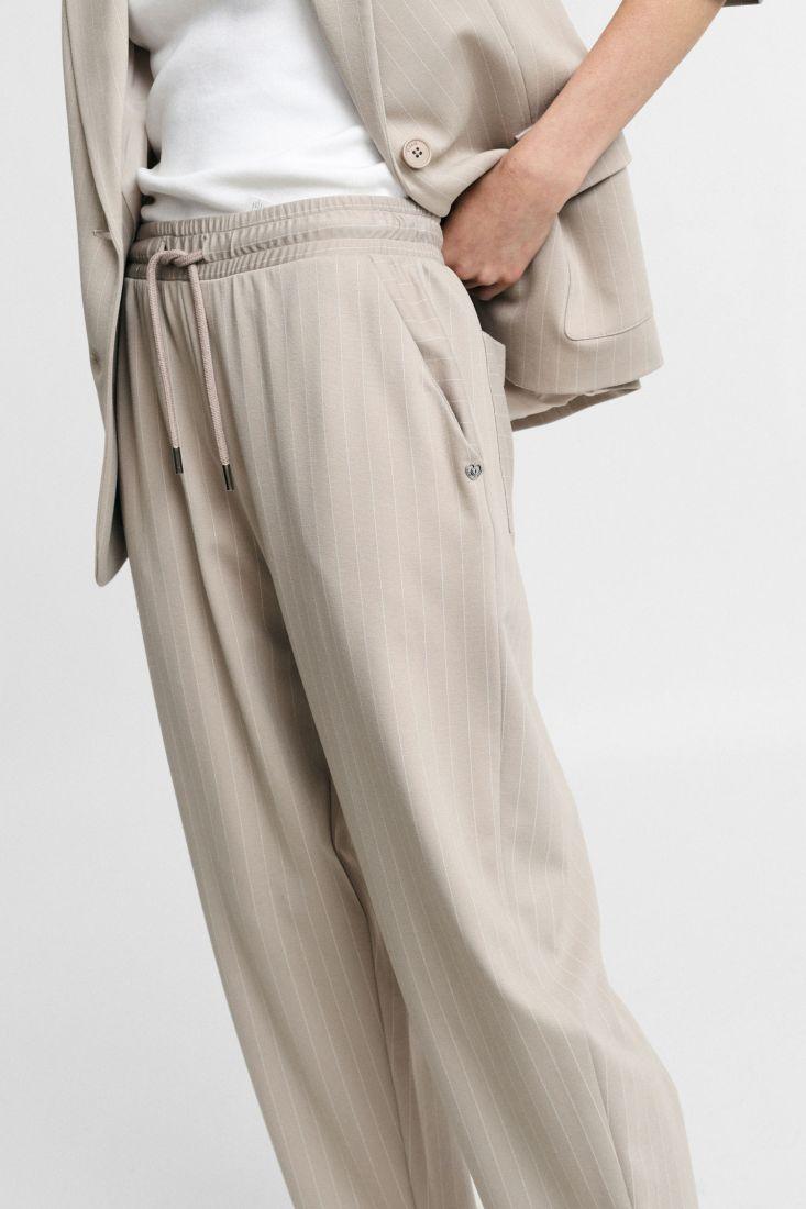 PANTALONE DONNA CON ELASTICO IN VITA A RIGHE GESSO PLEASE P3K1DZQ000 GESSO PLEASE