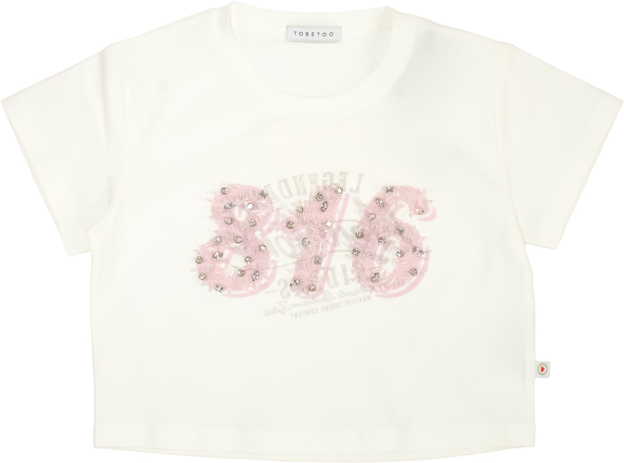 T-SHIRT BIMBA CROPPED CON STAMPA BIANCA TO BE TOO T1456T LATTE TO BE TOO