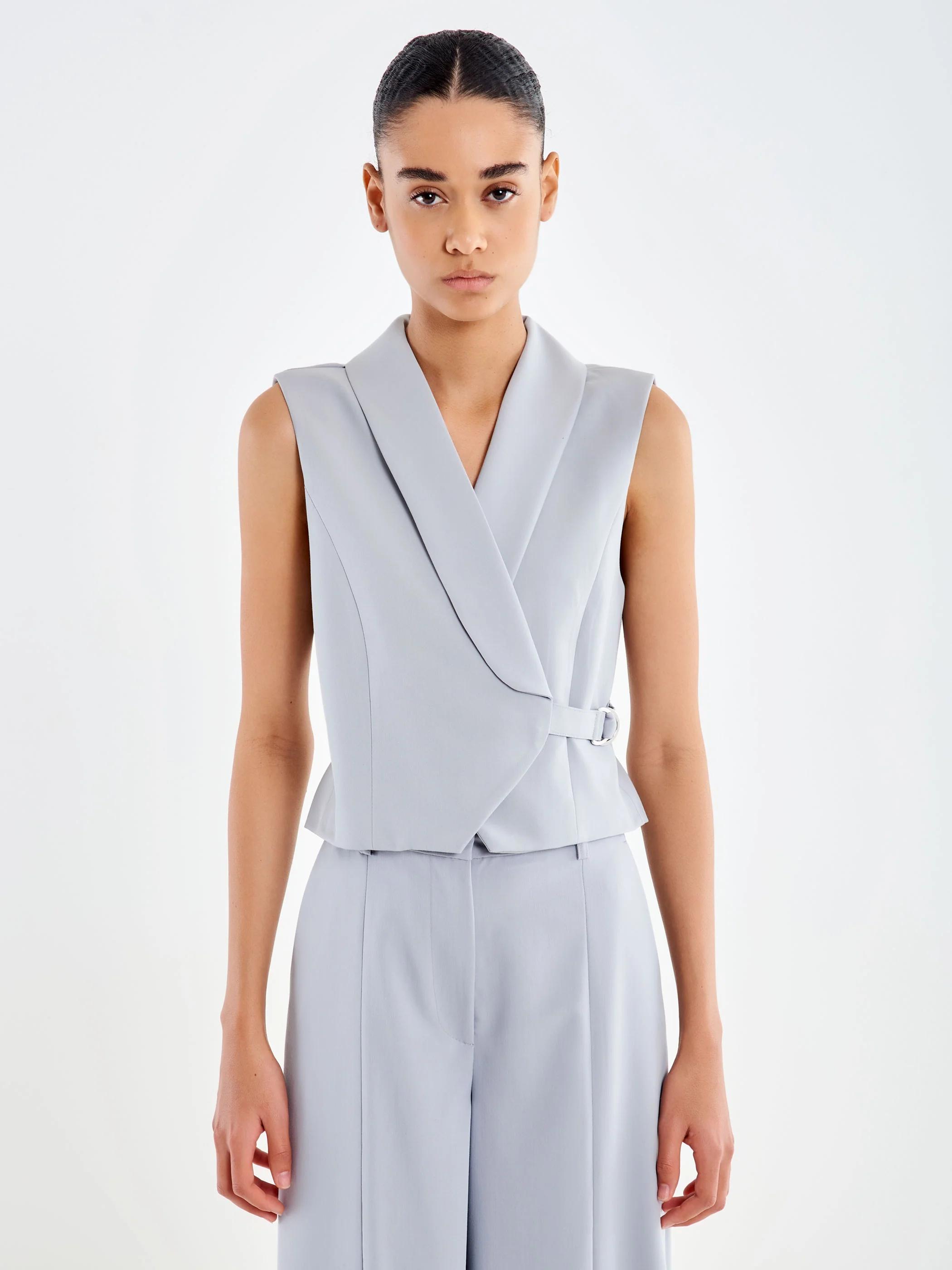 gilet DONNA SMANICATO CON CINTURINO GRIGIO VICOLO <BR/> TAB0140 GRIGIO FUME VICOLO