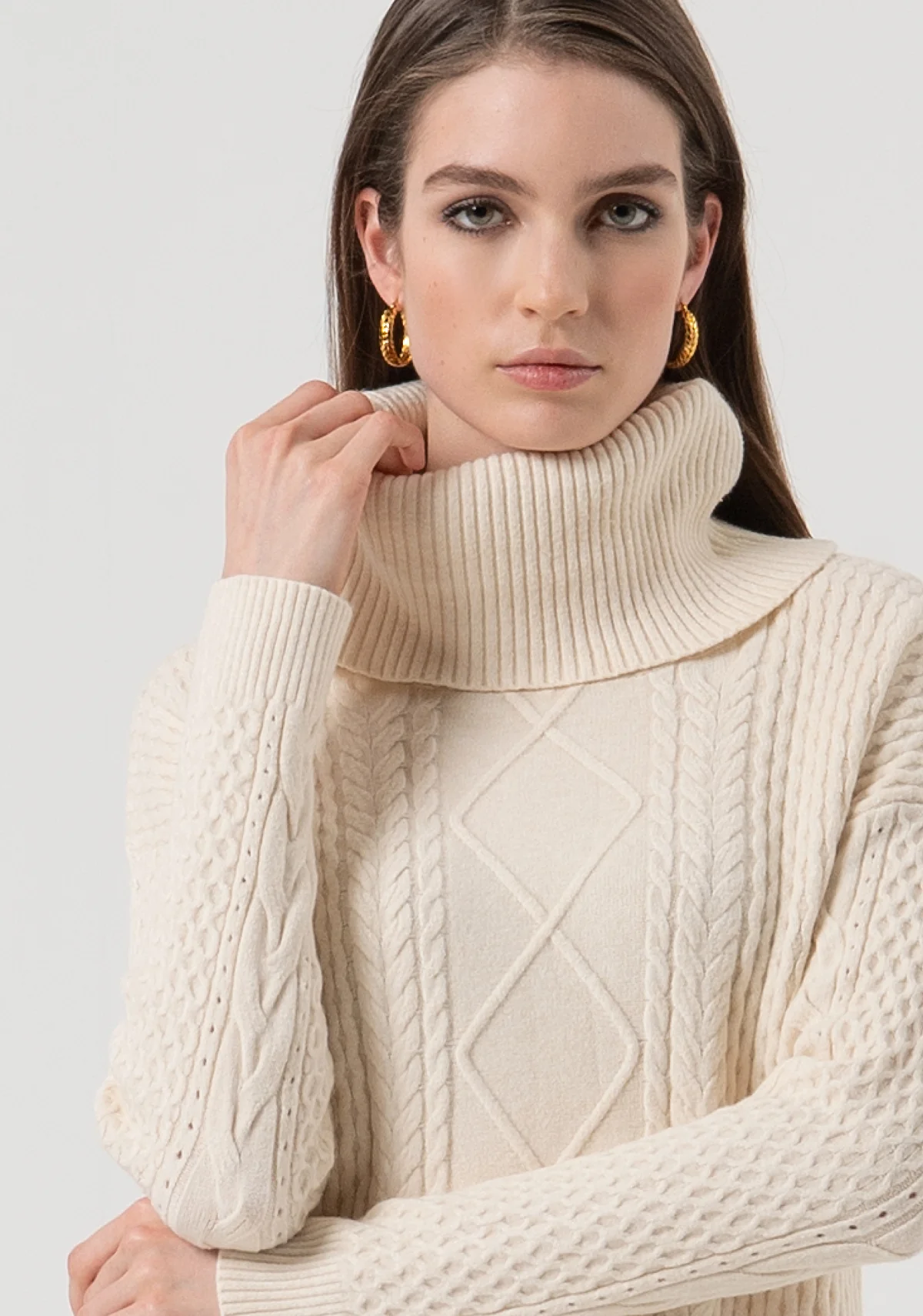 MAGLIA DONNA COLLO AD ANELLO CON TRECCE VANILLA FRACOMINA FR25WT7035K50201 VANILLA FRACOMINA