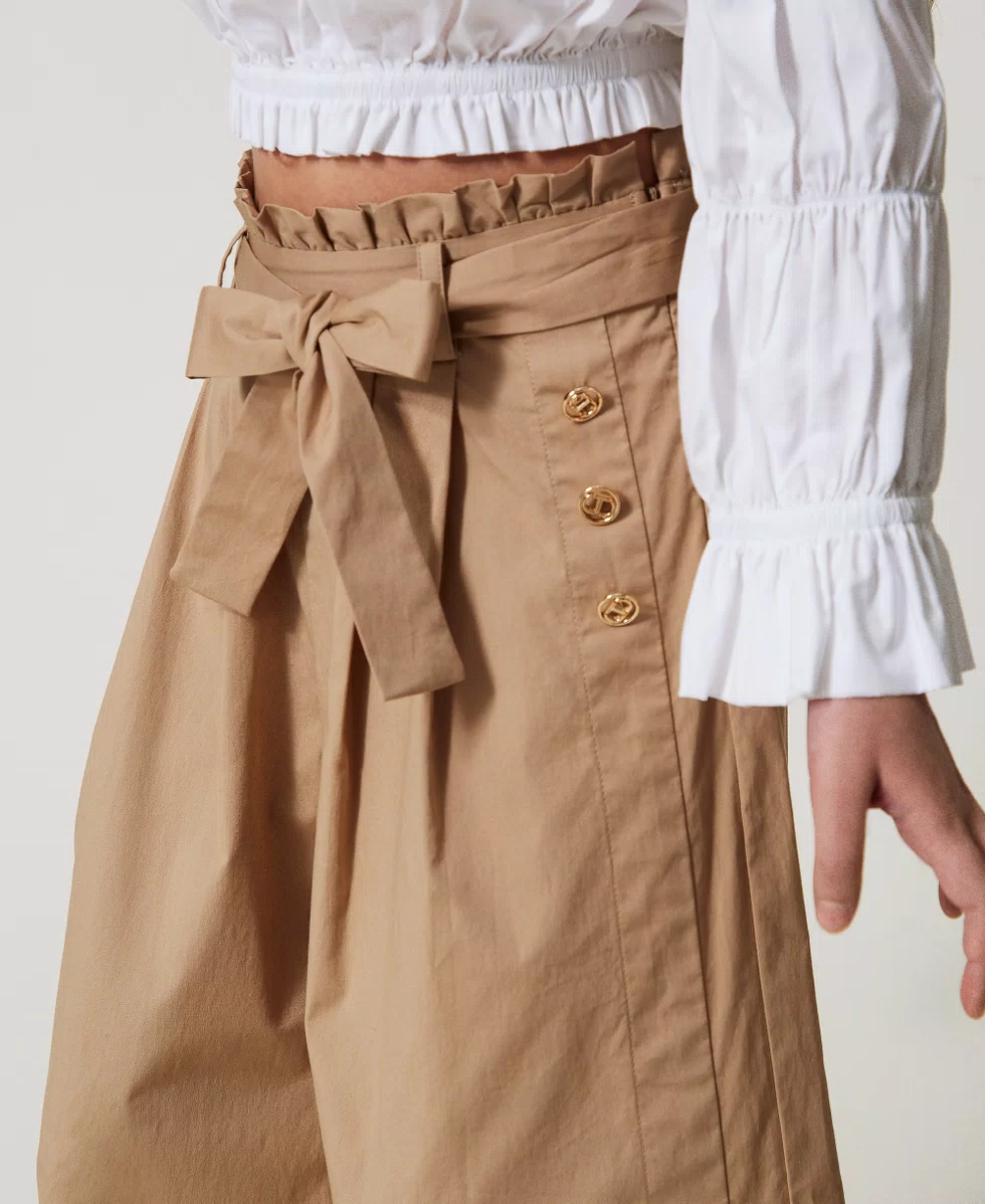 Pantaloni a palazzo in popeline 251GJ2425 CANAPA TWINSET KIDS