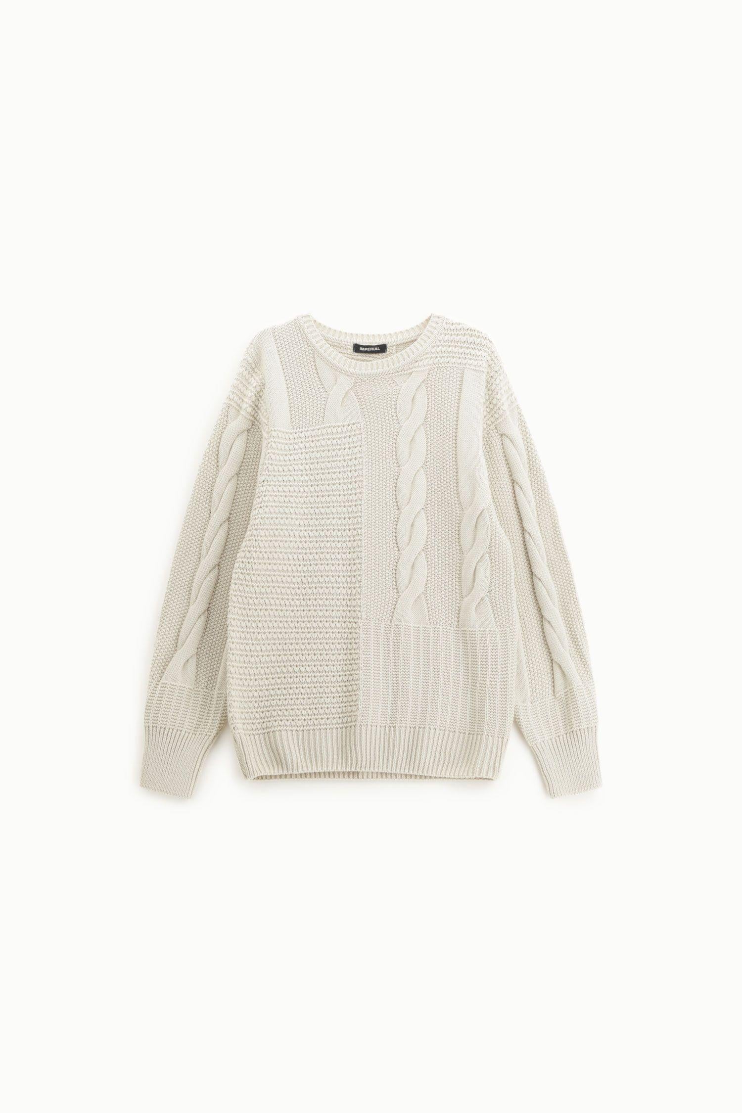 maglione uomo trecce collo tondo beige imperial M3614TWEN PANNA IMPERIAL UOMO