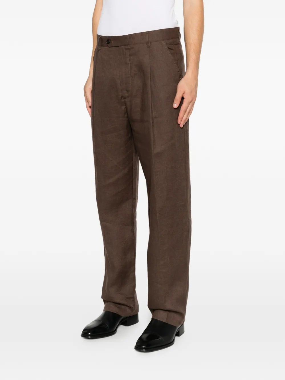 PANTALONE UOMO PALAZZO IN LINO FANGO MARSEM P056 FANGO MARSEM