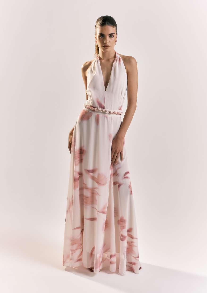 ABTO DONNA LUNGO CON FASCIA IN VITA A FANTASIA ROSA SHIKI SK26119 UNICO SHIKI