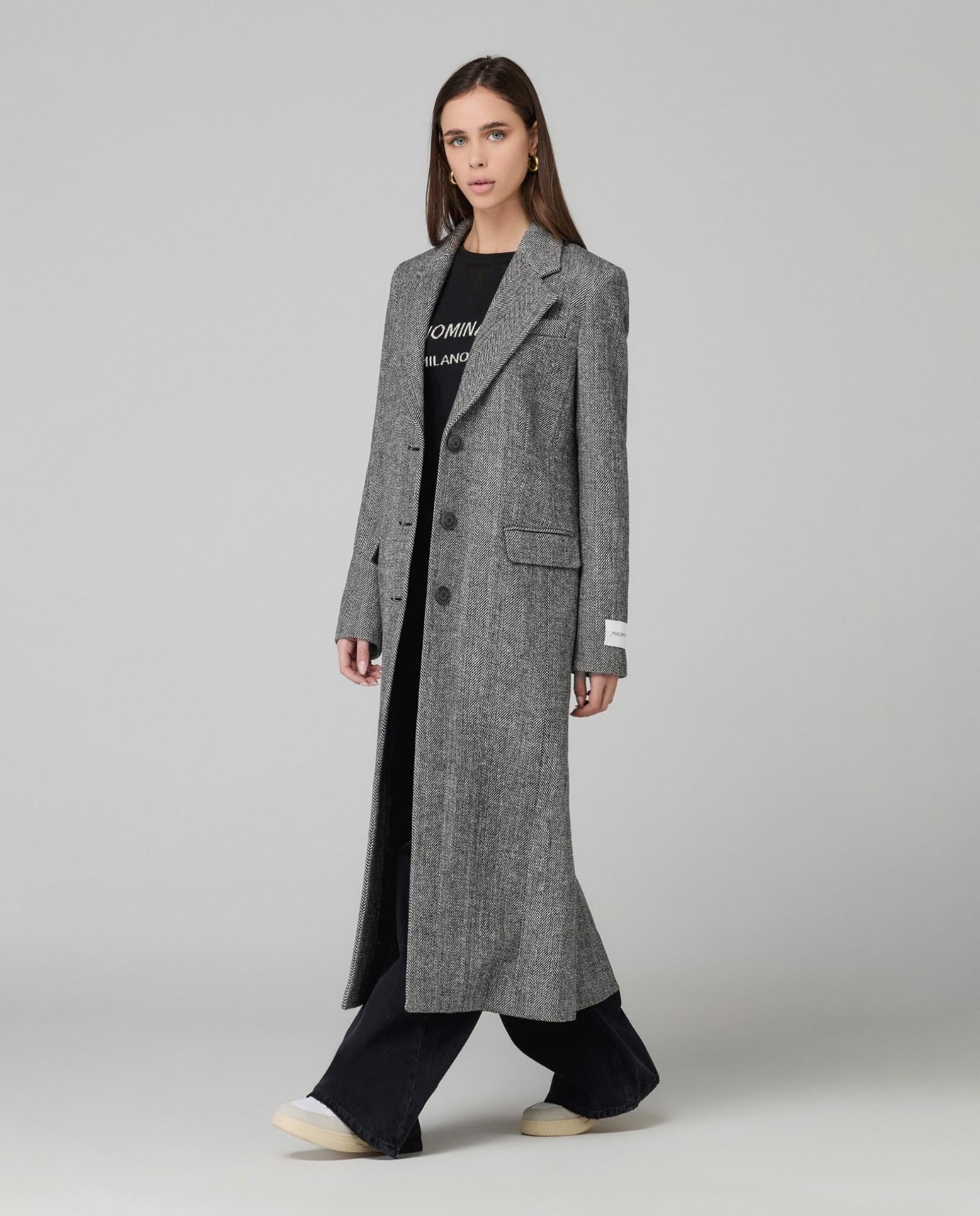 CAPPOTTO DONNA LUNGO SPIGATO MONOPETTO NERO HINNOMINATE HMABW02294 NERO HINNOMINATE