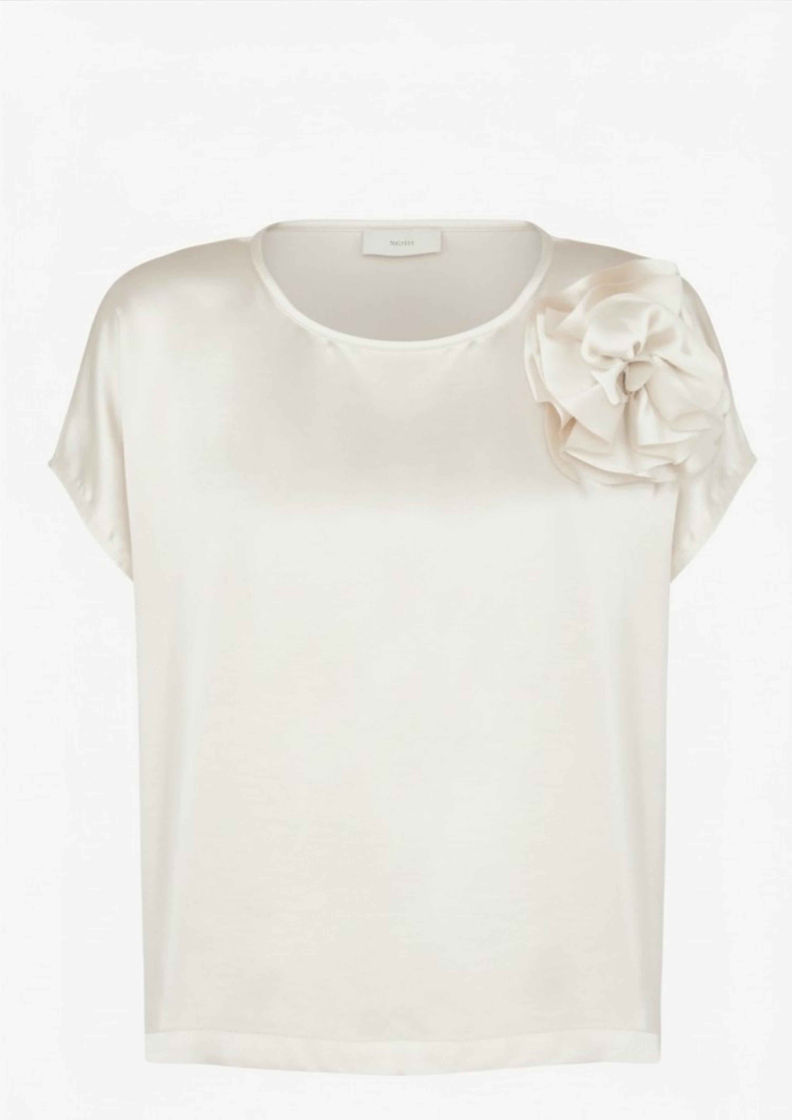 T-SHIRT DONNA MEZZA MANICAI SATIN CON SPILLA AVORIO SHIKI SK26017 AVORIO SHIKI