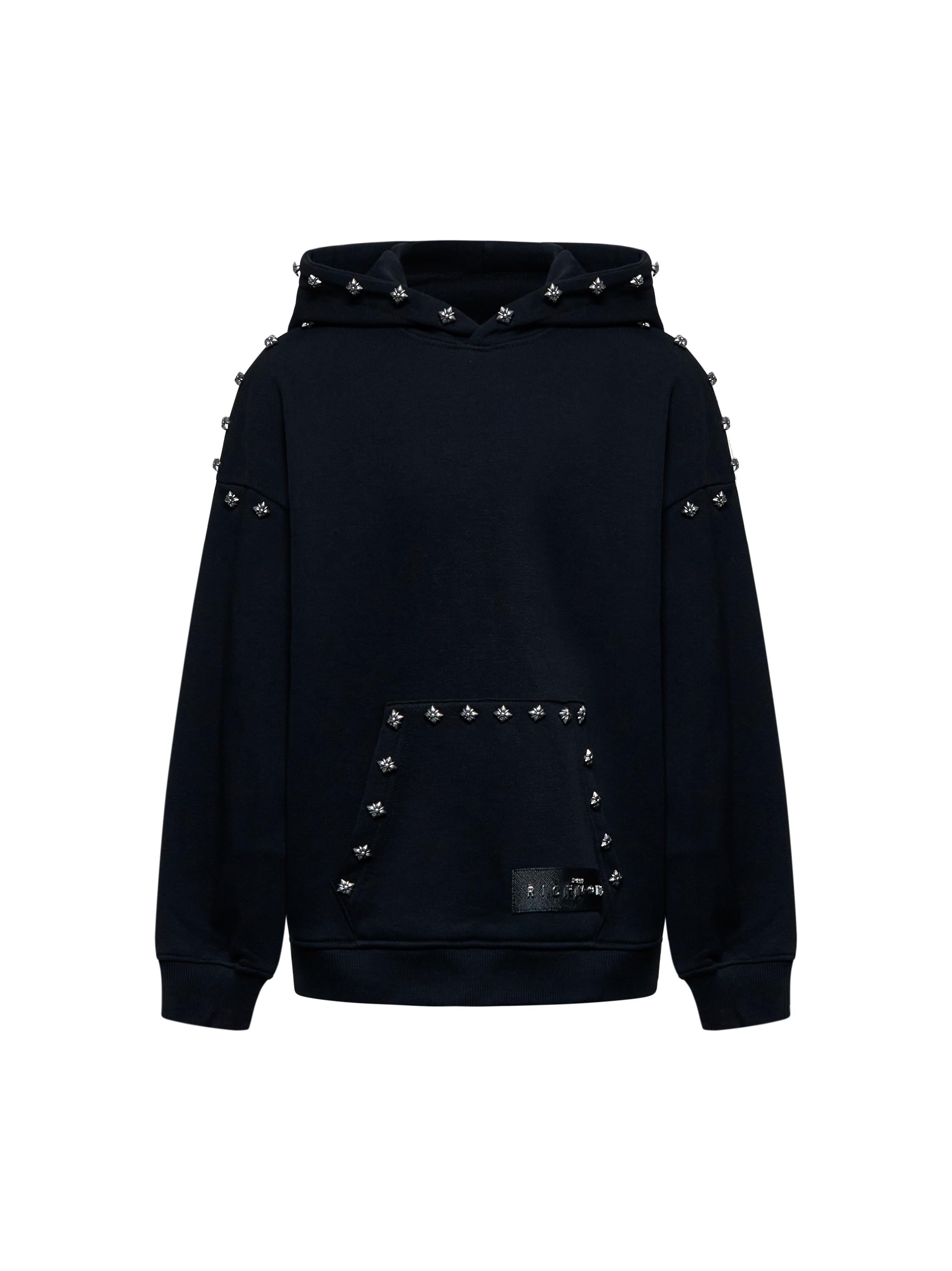 FELPA BAMBINO BAYAD CON CAPPUCCIO E BORCHIE APPLICATE NERA RICHMOND RBA25081FE BLACK JOHN RICHMOND JUNIOR