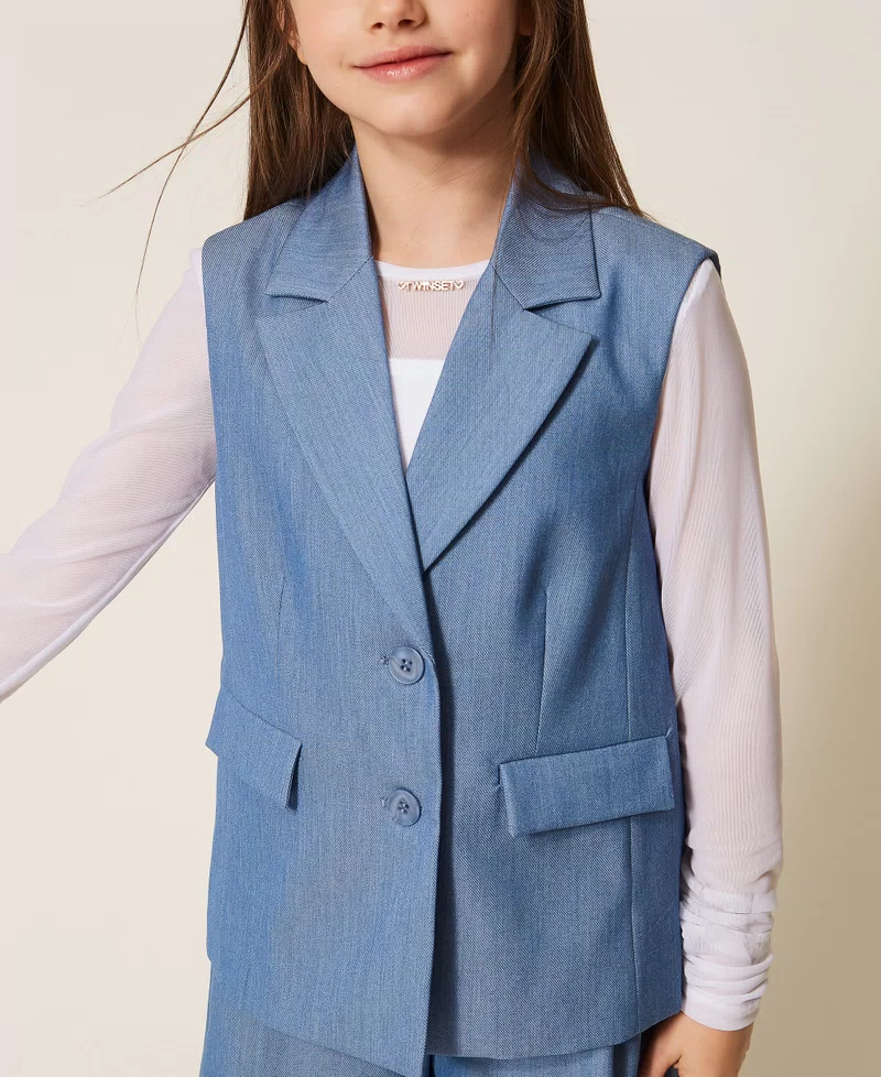 GILET BAMBINA MONOPETTO IN FIL-A-FIL SKYLINE TWINSET 261GJ2Q10 SKYLINE TWINSET KIDS
