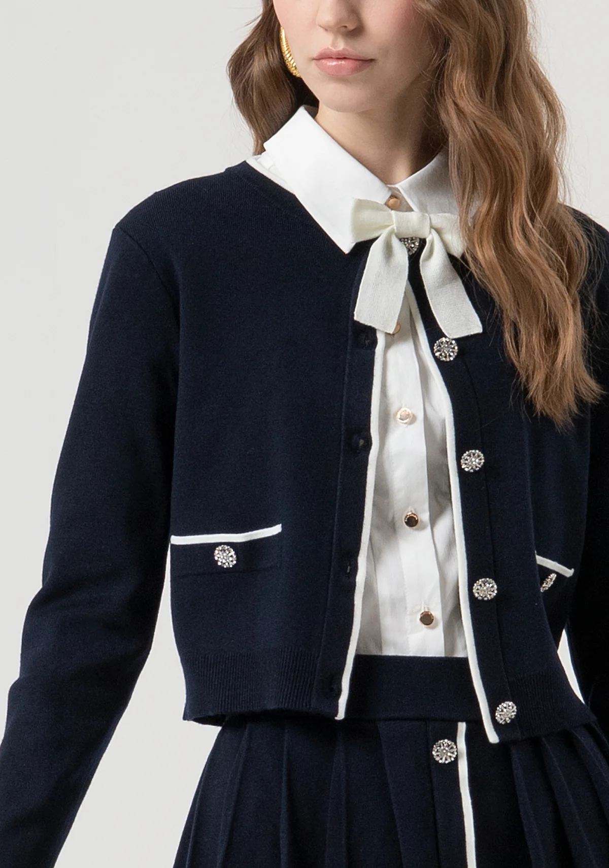 CARDIGAN FR25WT8023K45601 DARK BLUE CREAM FRACOMINA