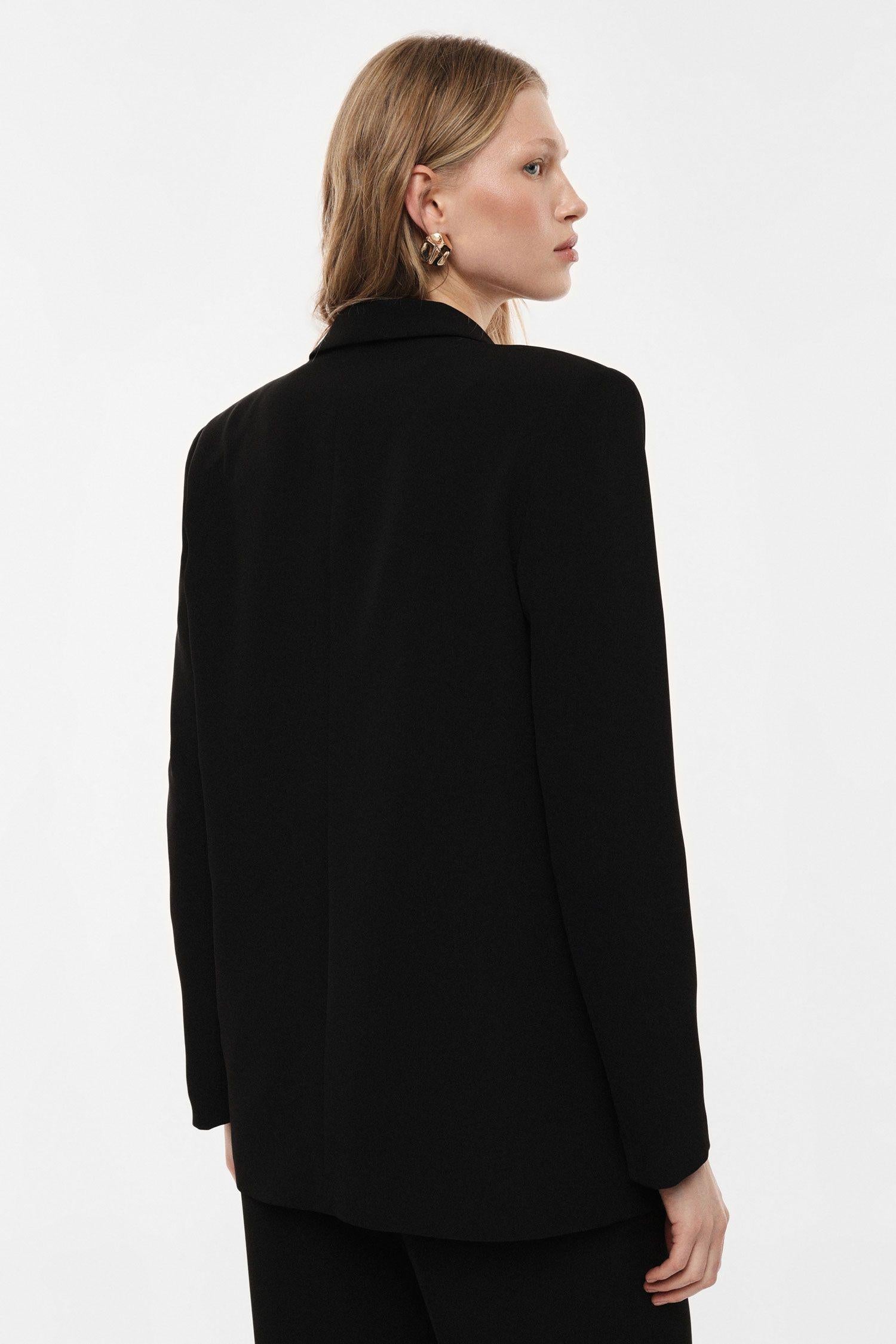 GIACCA DONNA MONOPETTO CON TASCHE A FILETTO NERO IMPERIAL JT86LHXTNT NERO IMPERIAL